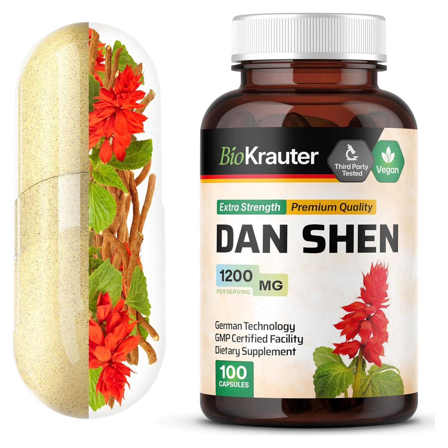 Cápsulas de Dan Shen BIO KRAUTER - 1200 mg - 100 unidades - Veganas