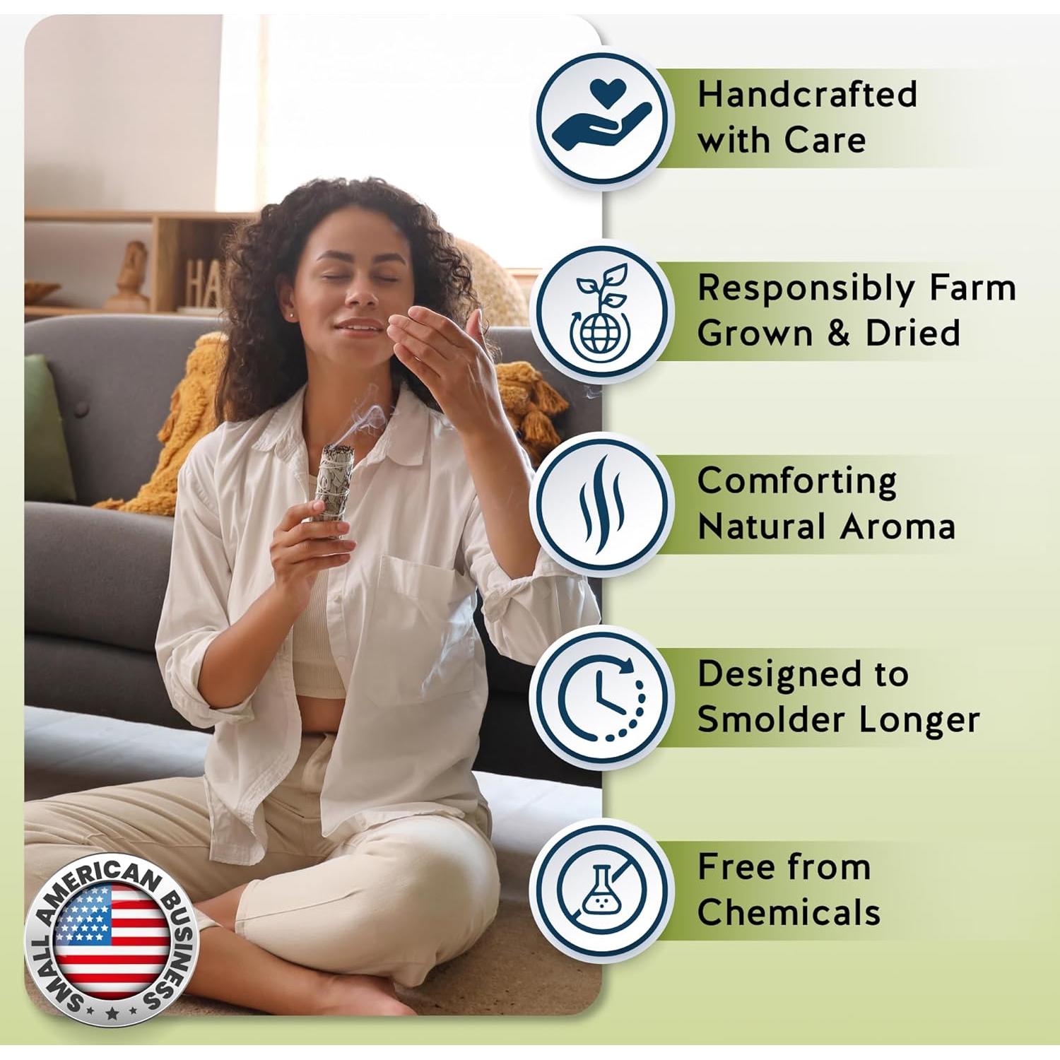 Palos de Salvia Blanca Imaginación Alternativa - Kit de 3, 10.16 cm