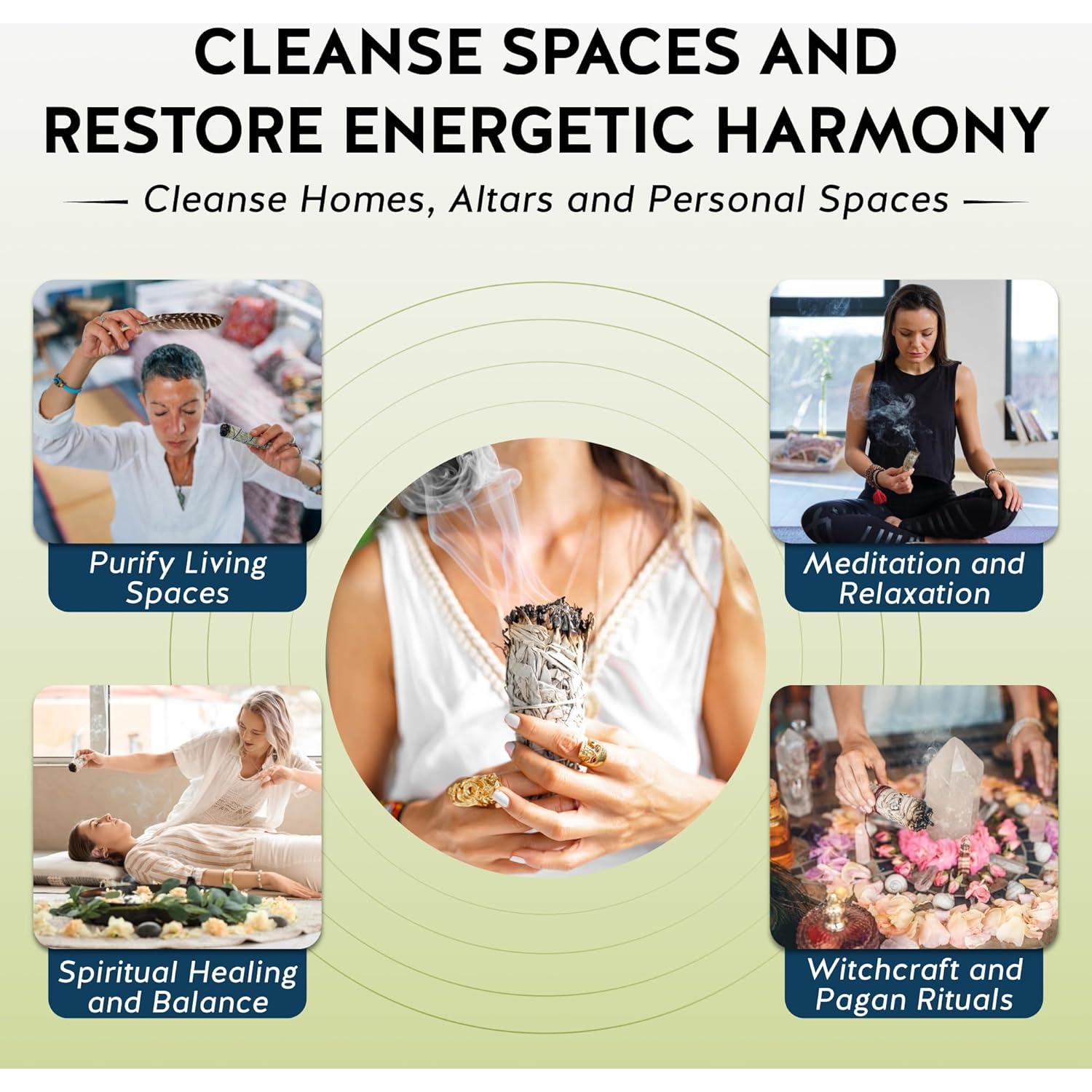 Palos de Salvia Blanca Imaginación Alternativa - Kit de 3, 10.16 cm