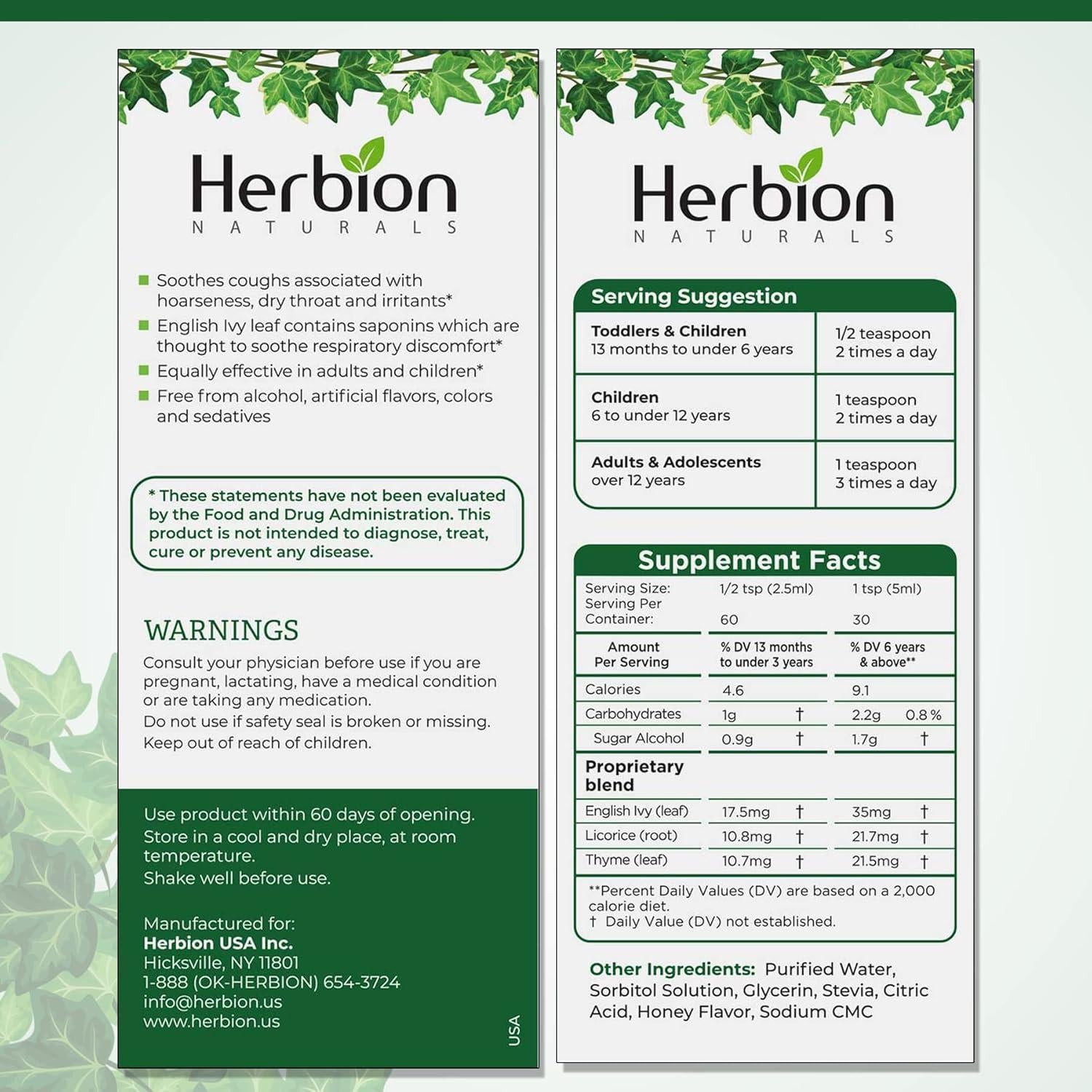 Jarabe para la tos Herbion Naturals 148 ml - Hiedra y Tomillo