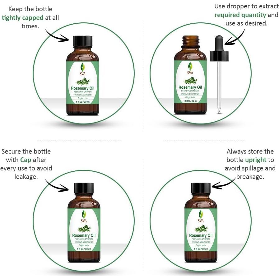 Aceite Esencial de Romero SVA 30 ml - 100% Natural para Cabello y Piel