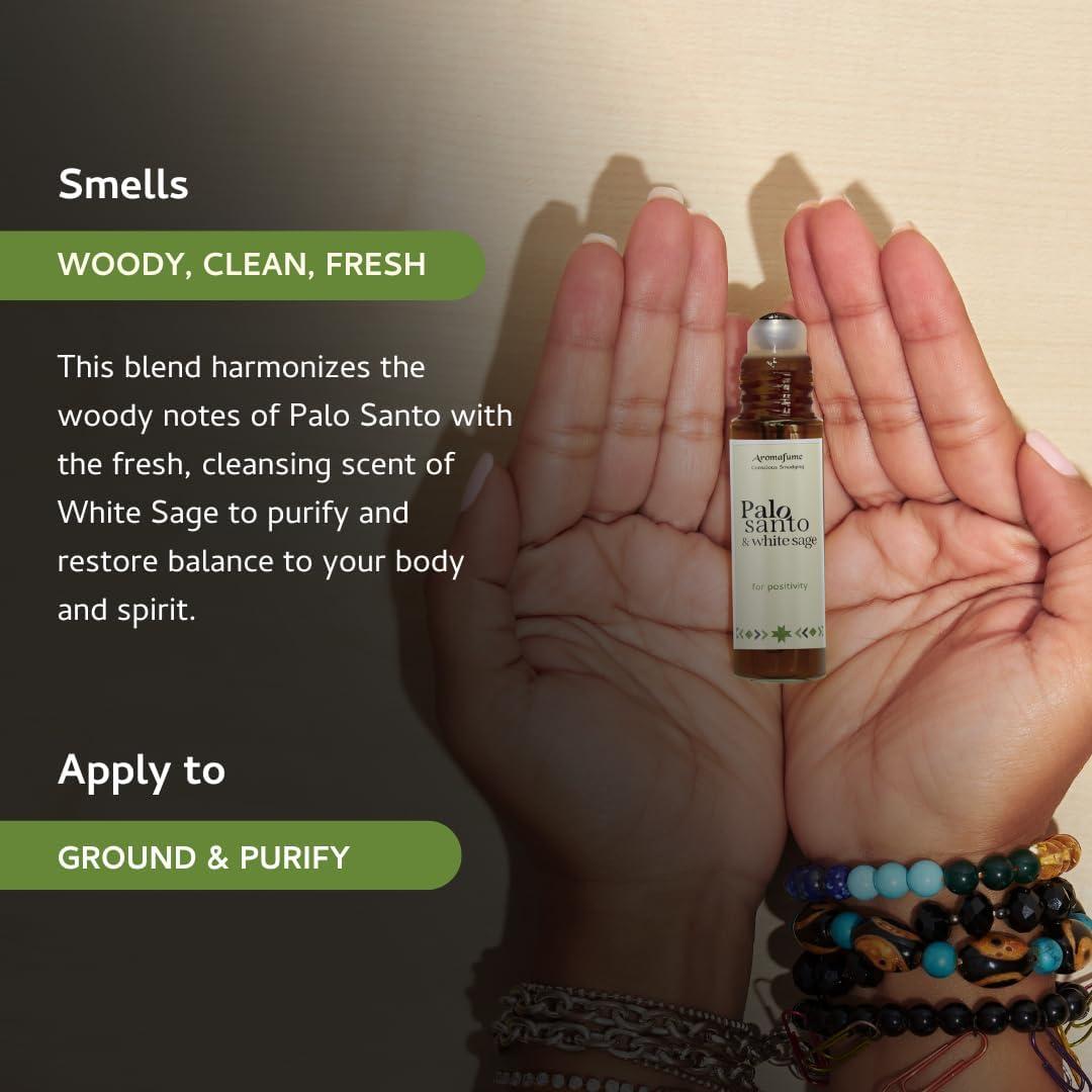 Aceite Esencial Roll-On Palo Santo y Salvia Blanca 10ml Aromafume