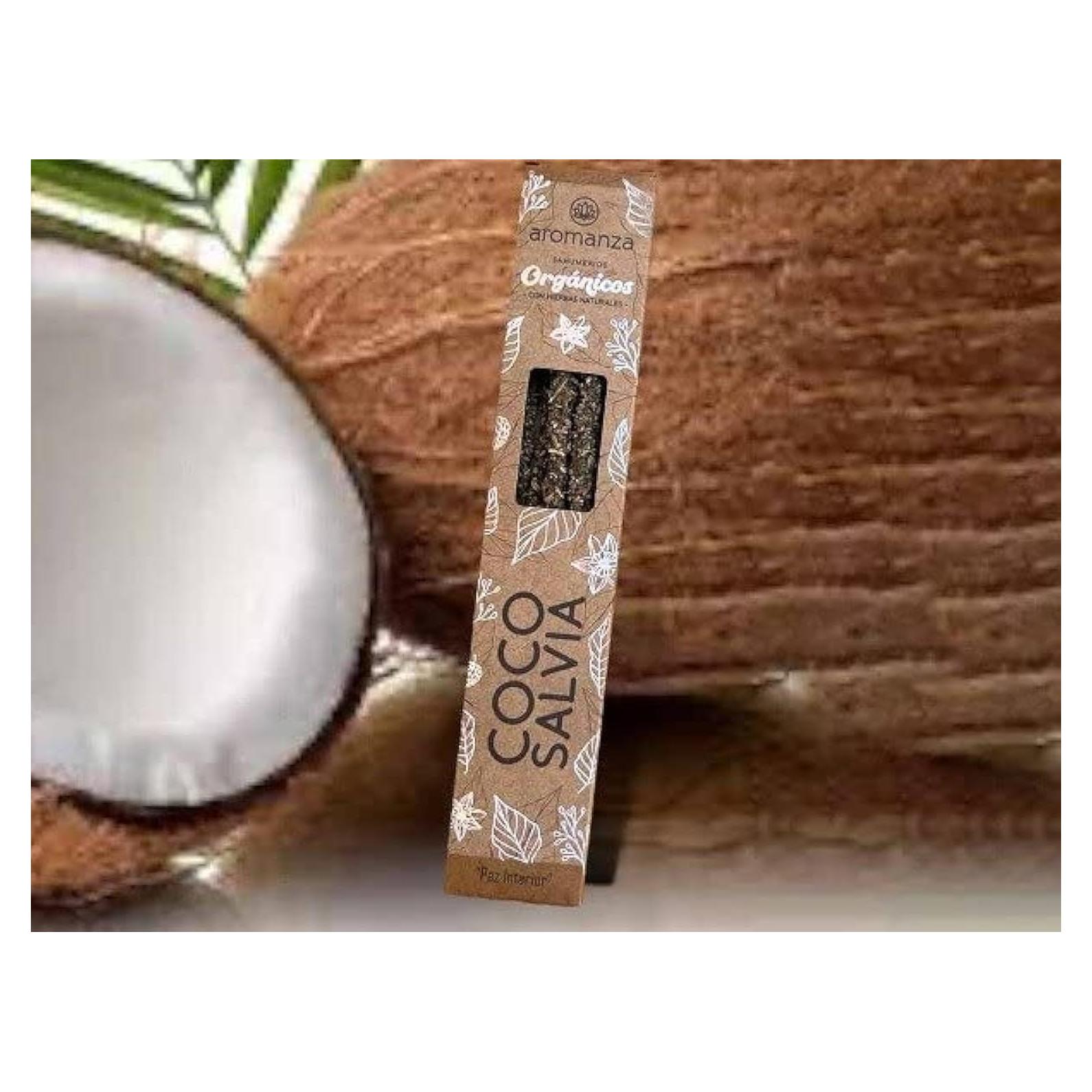 Incienso Orgánico Aromanza Coco - 6 Varillas Hechas a Mano
