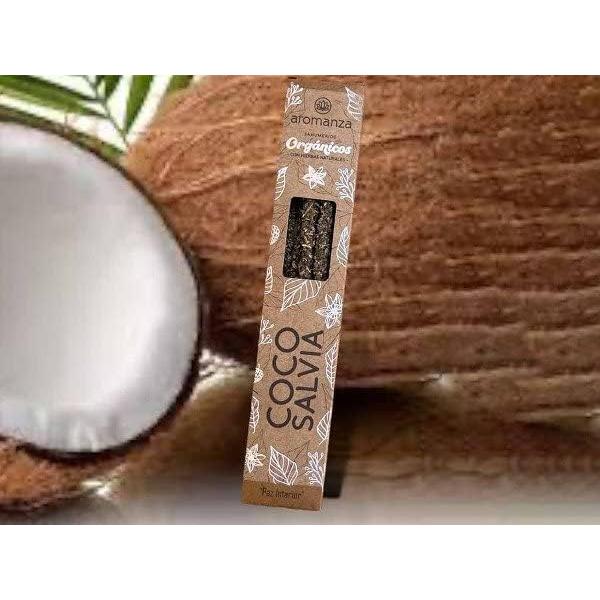 Incienso Orgánico Aromanza Coco - 6 Varillas Hechas a Mano