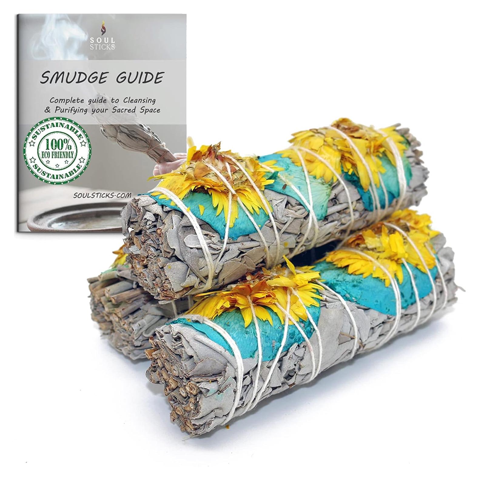 Palos de Ahumado Salvia Blanca Ancientveda 3 Paquetes 10.16 cm