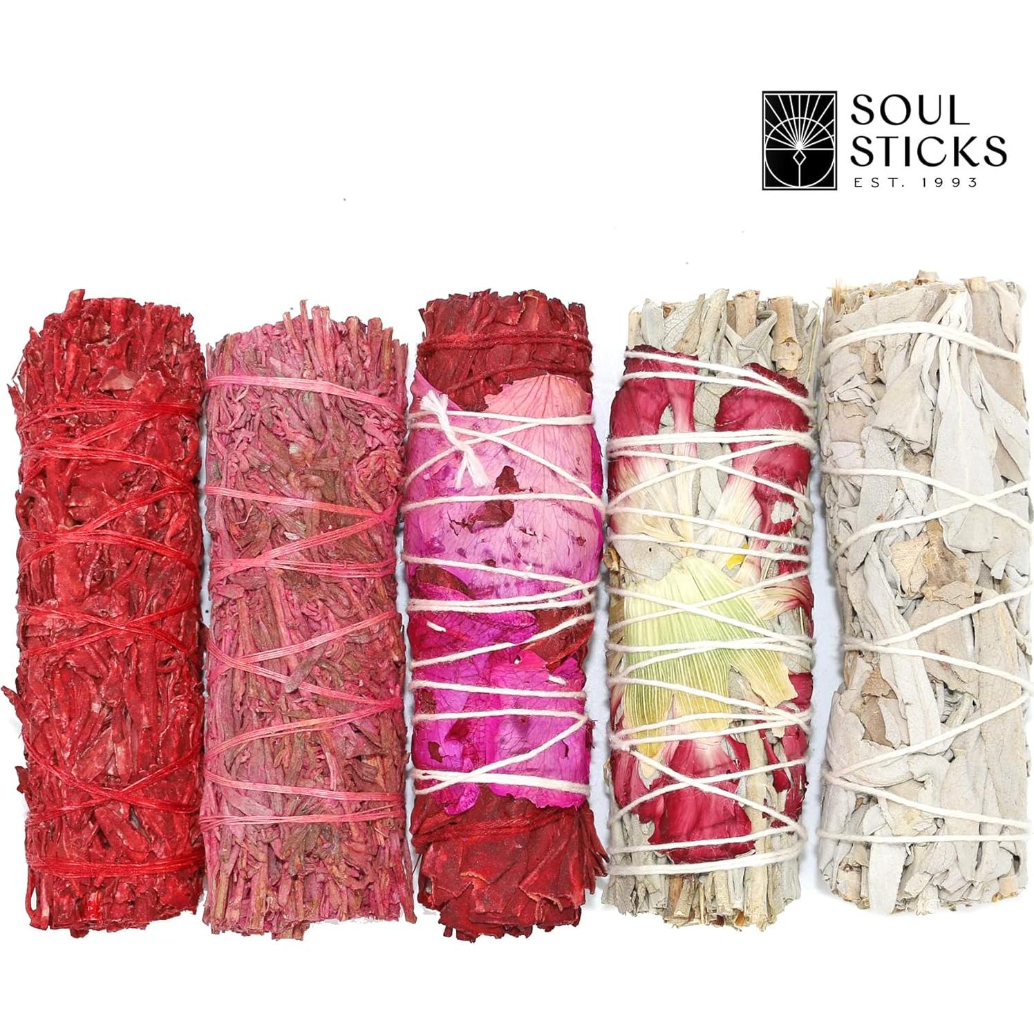 Juego de Regalo de Salvia Blanca Orgánica Soul Sticks - 5 Paquete