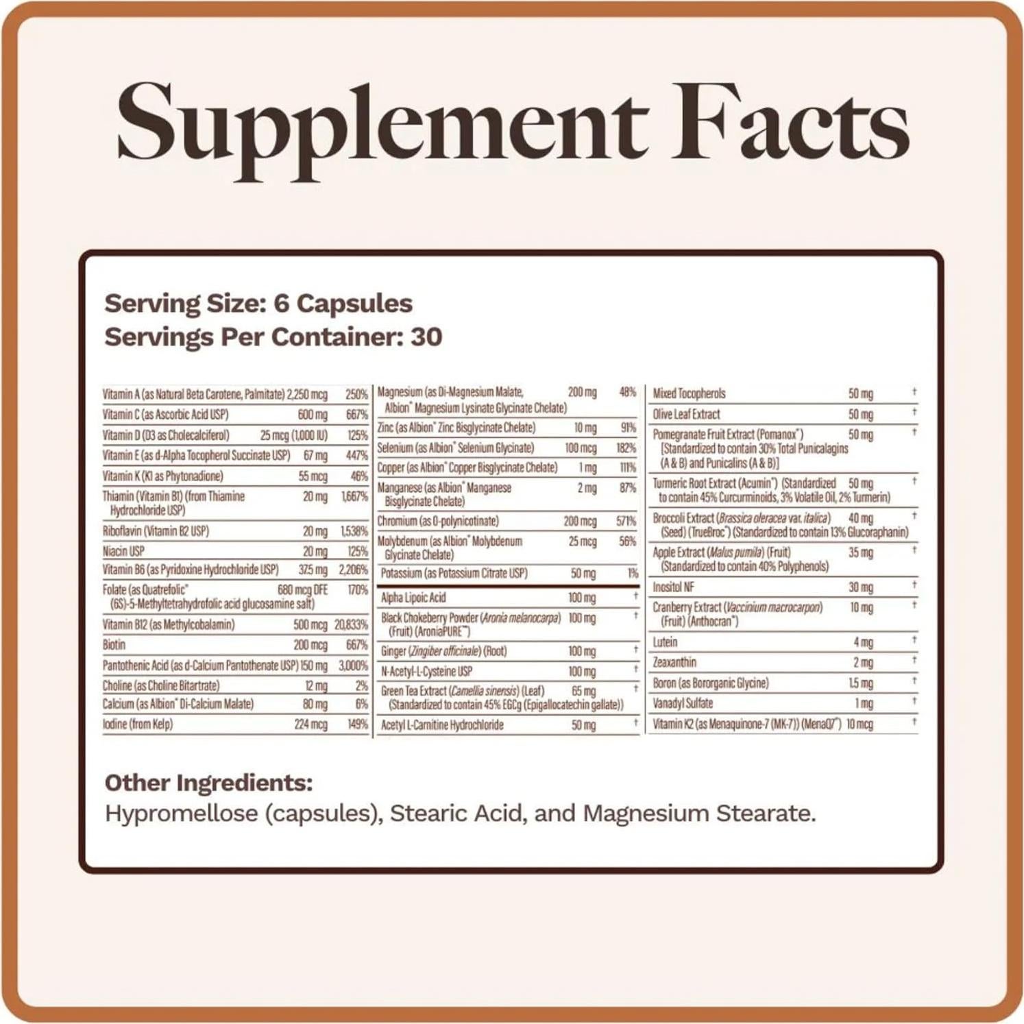 Multi-Nutriente Utzy Naturals 180 Cápsulas Antioxidantes