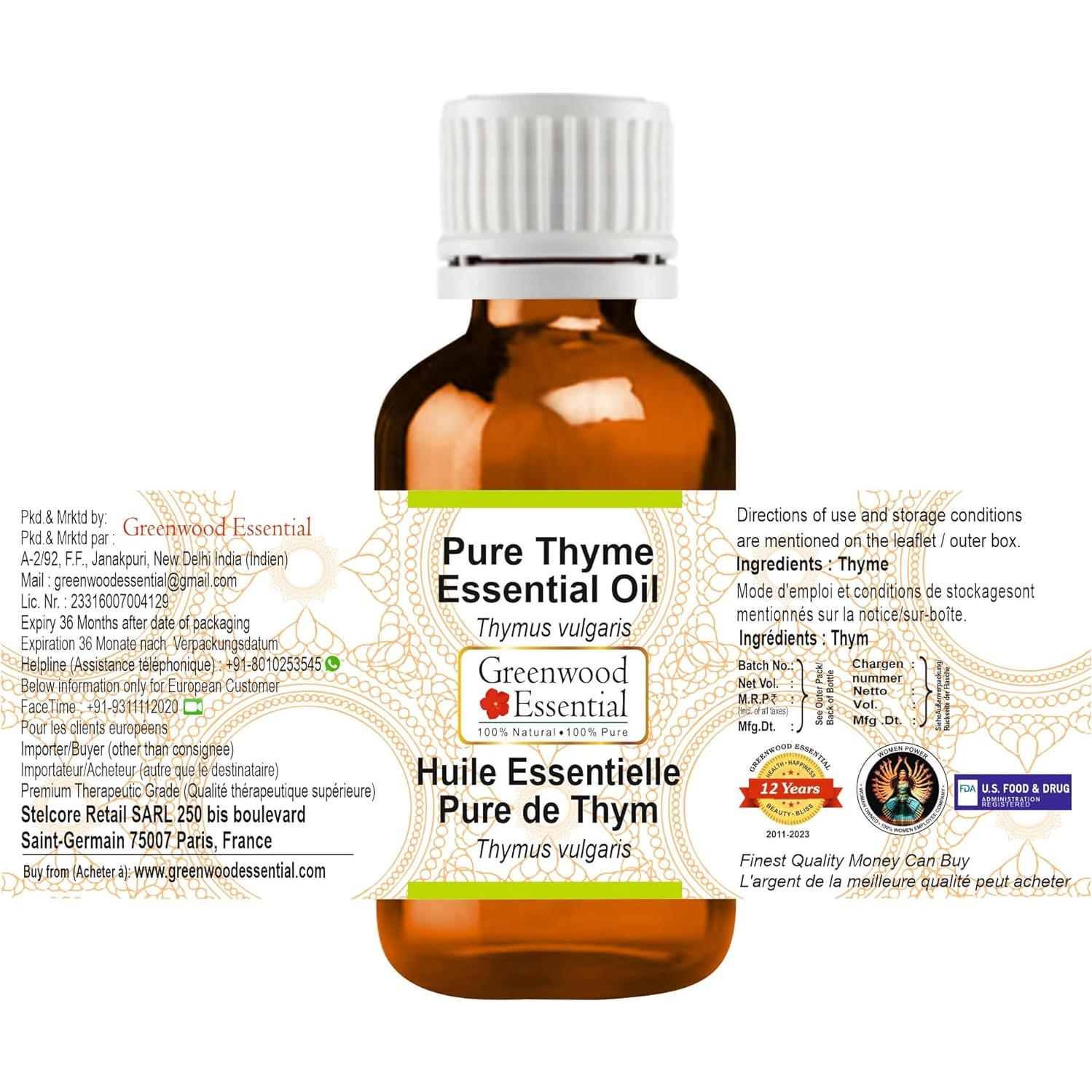 Aceite Esencial de Tomillo 30ml - Greenwood Essential Puro