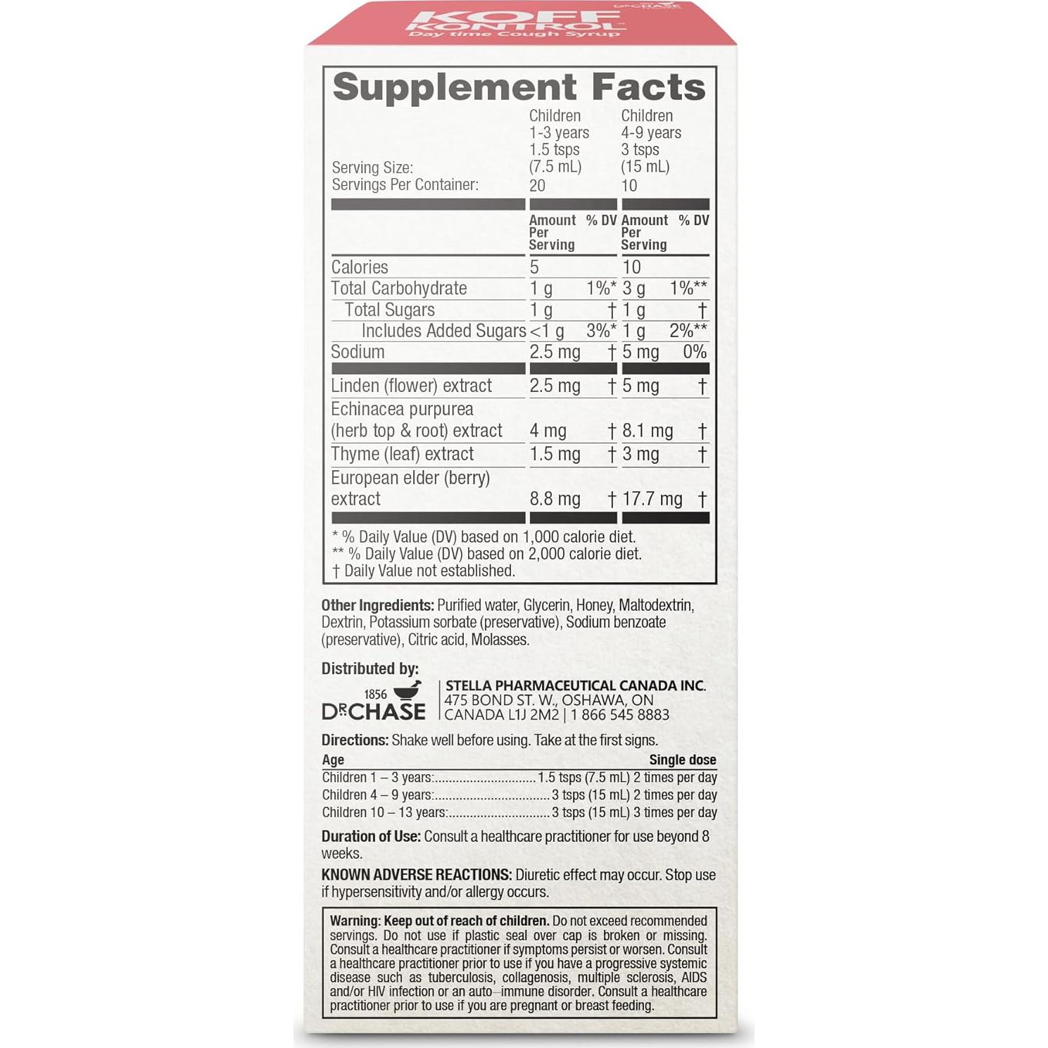 Jarabe para la tos Dr. Chase Koff Kontrol 143.3 g Niños