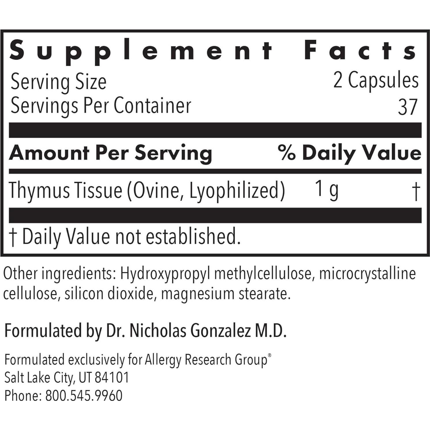 Suplemento de Timo 1000mg Grupo de Investigación de Alergias - 75 Cápsulas