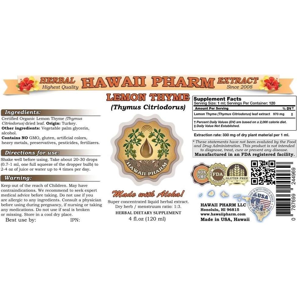 Extracto Líquido de Tomillo Limón HawaiiPharm 2x118 ml