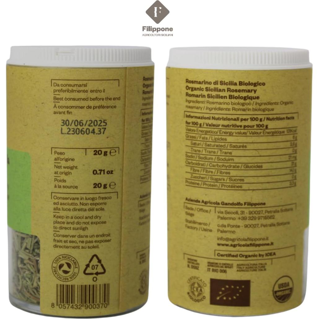 Sazonador de Hierbas Orgánico Filippone Romero 20 g Fresco