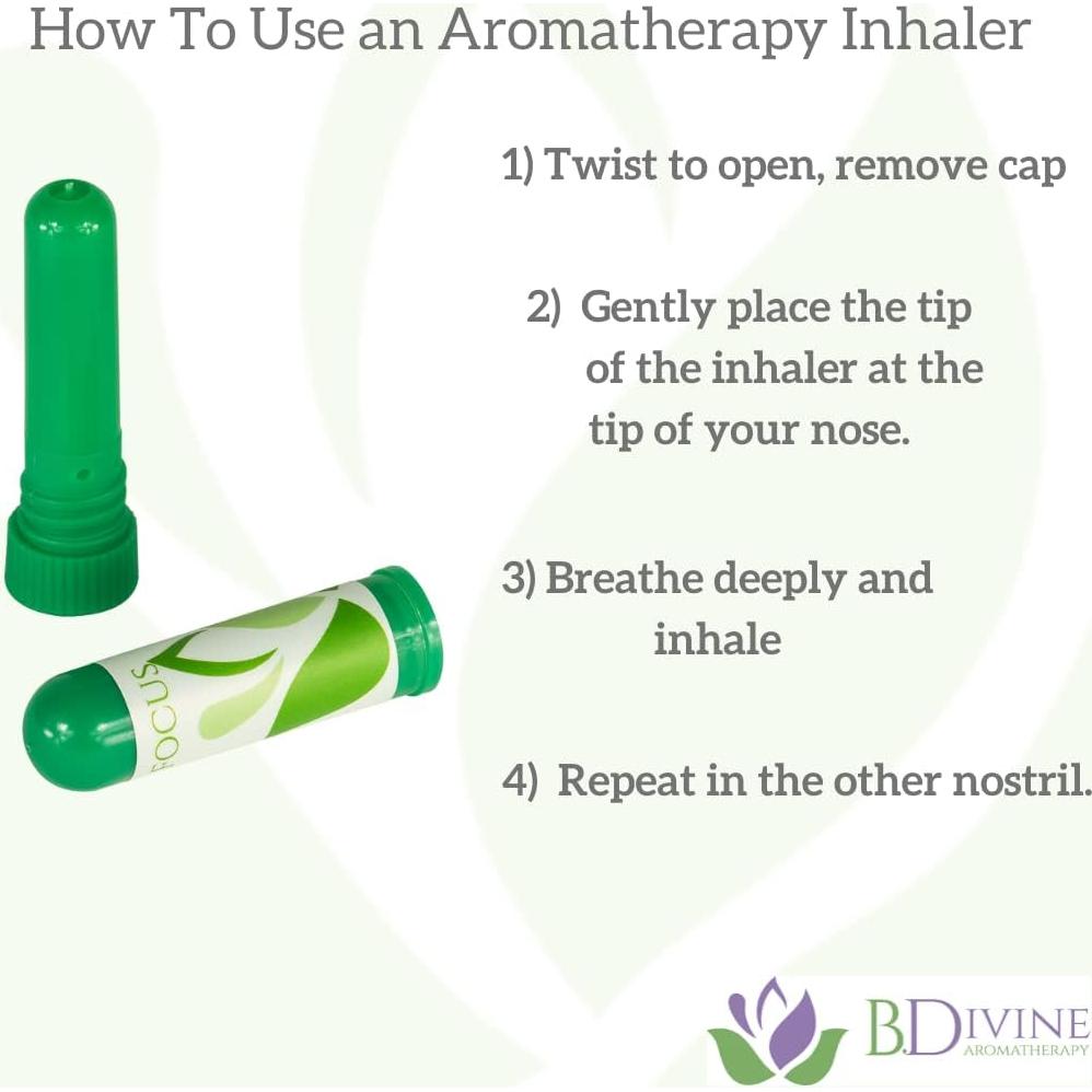 Inhalador de Aroma Natural B. Divine para Enfoque - Aceites Esenciales Orgánicos
