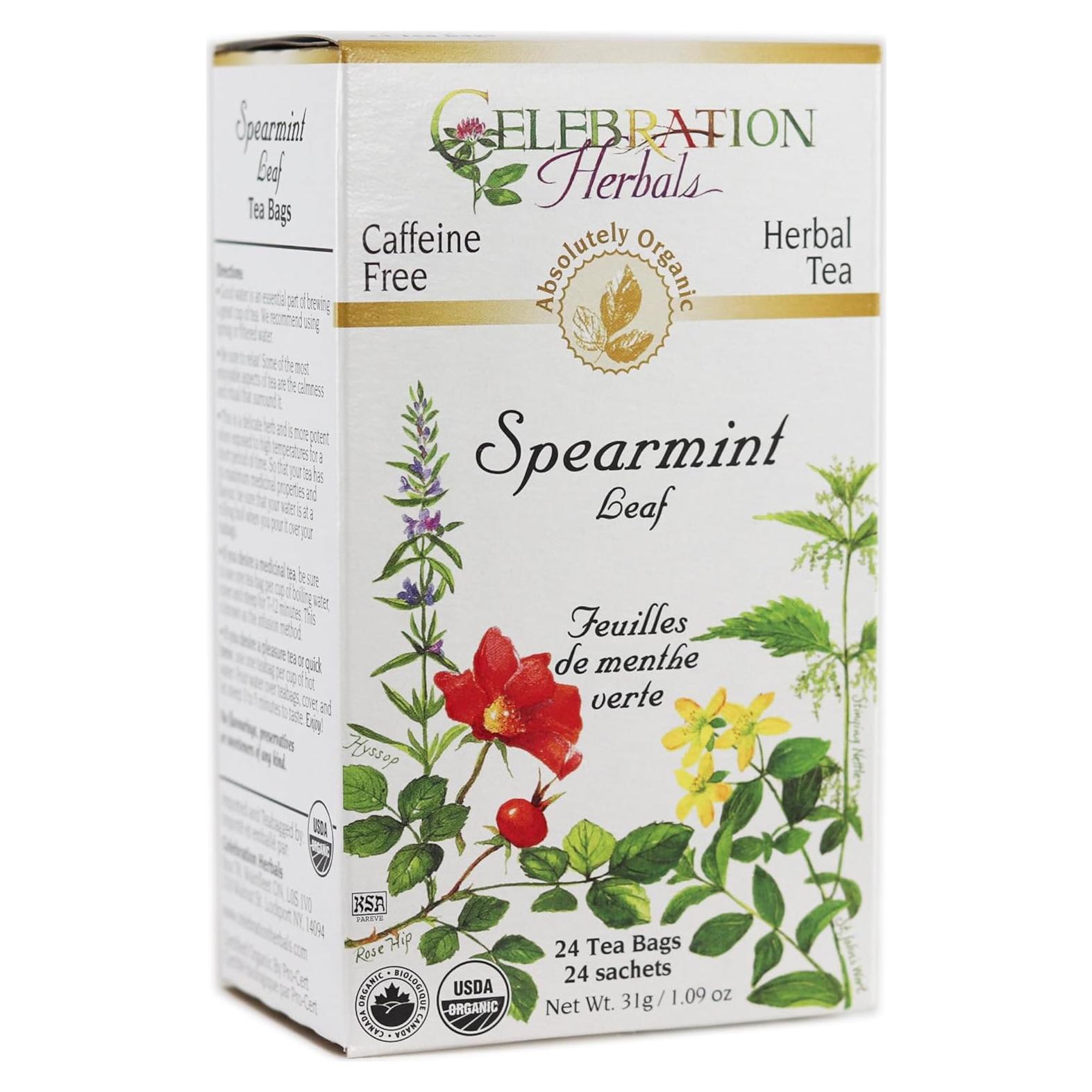 Hojas de Menta Verde Orgánica Celebration Herbals 24 Unidades