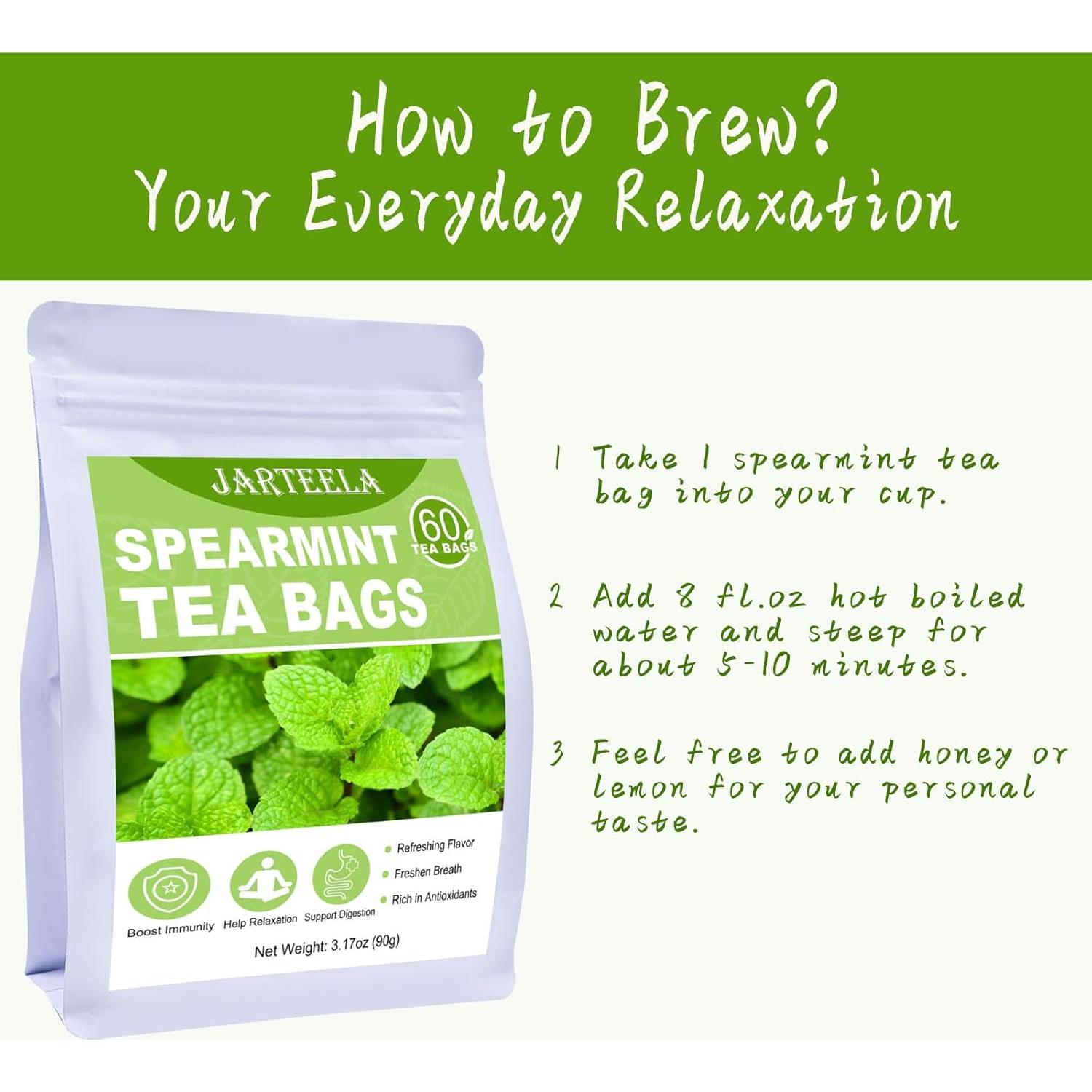 Té de Menta Verde Jarteela 60 Bolsas 1.5g - Herbal Natural