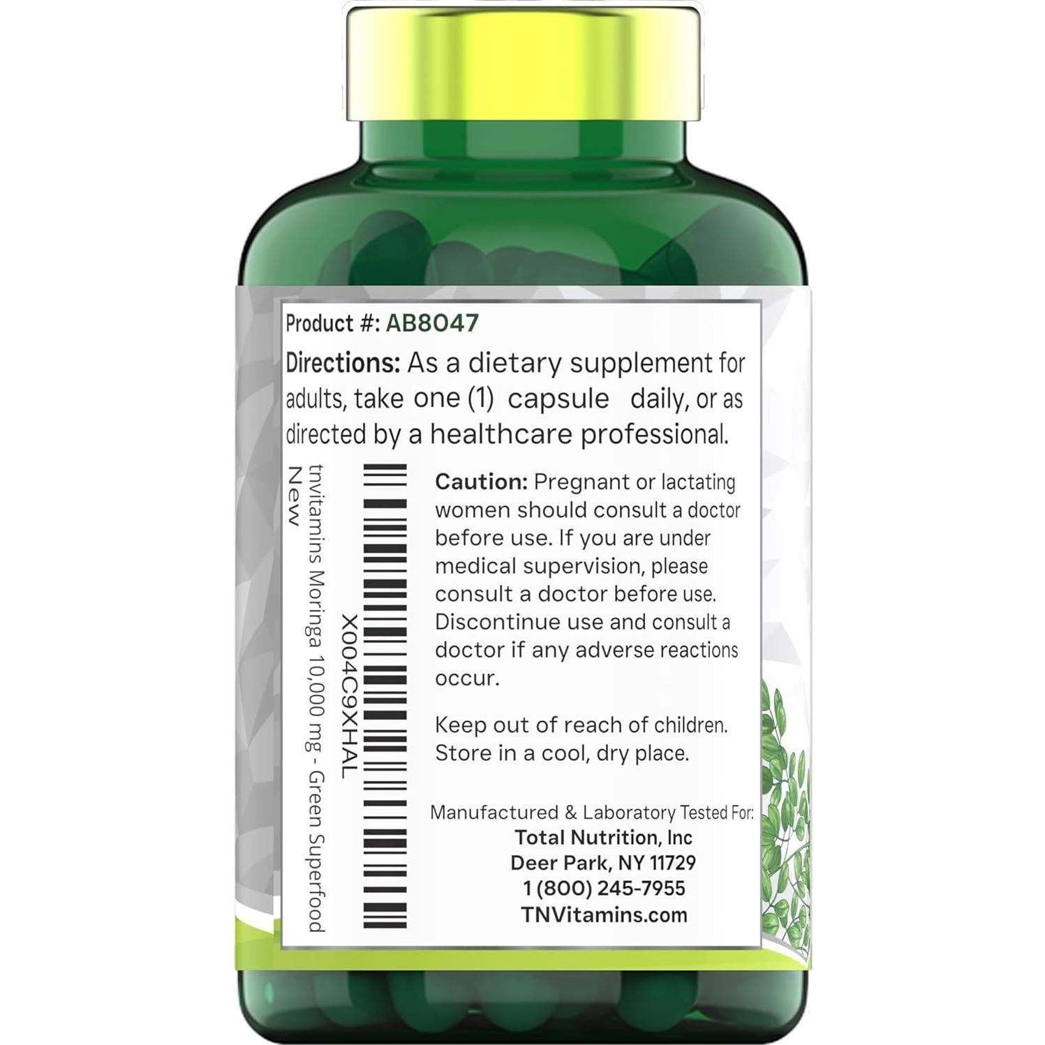 Cápsulas de Moringa 10,000 mg TNVitamins - 120 Unidades