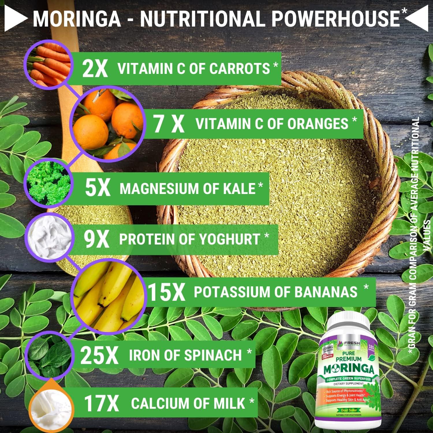 Cápsulas de Moringa Oleifera Fresco Cuidado 180 Unidades