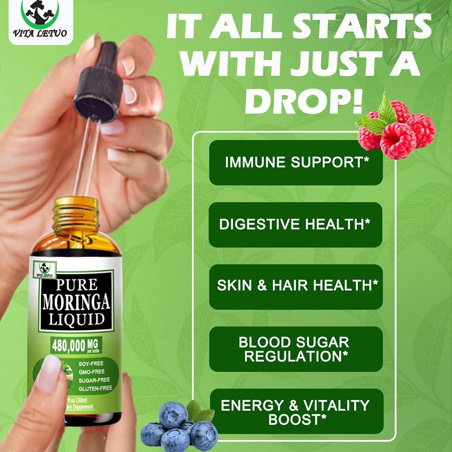 Gotas Líquidas de Moringa Orgánica Vita Letuo 30 Porciones