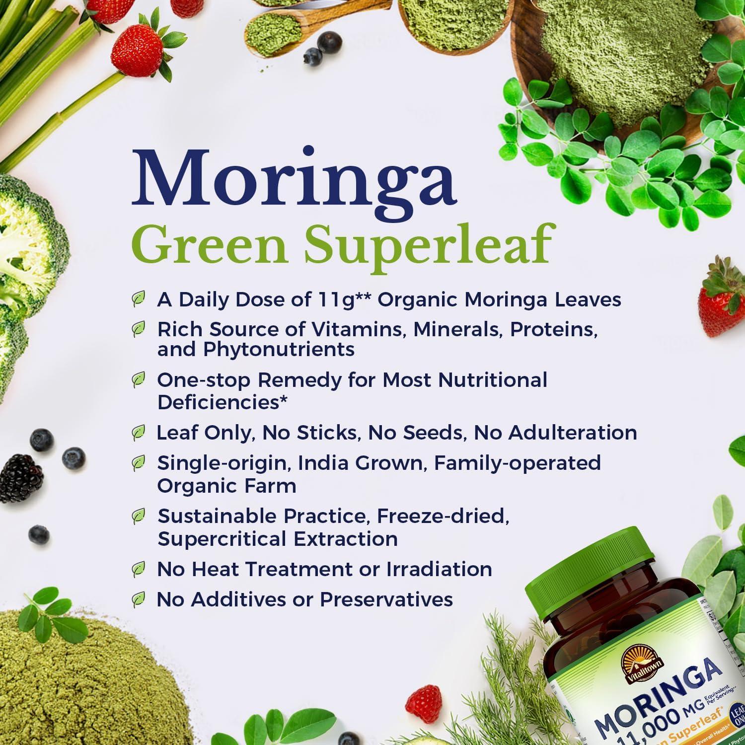 Cápsulas de Moringa Vitalitown 11g - 90 Cápsulas Puras