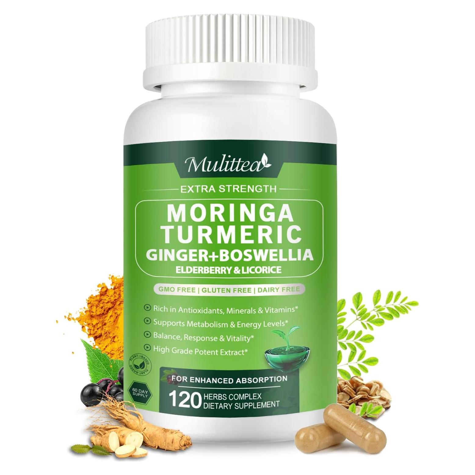 Cápsulas de Moringa Orgánica 1000mg Mulittea - 120 Veganas