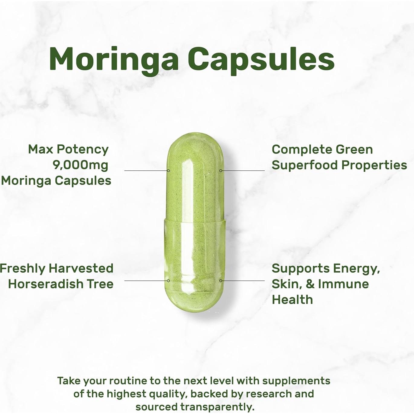 Cápsulas de Moringa Oleifera 9000mg Deal Supplement - 240 Unidades