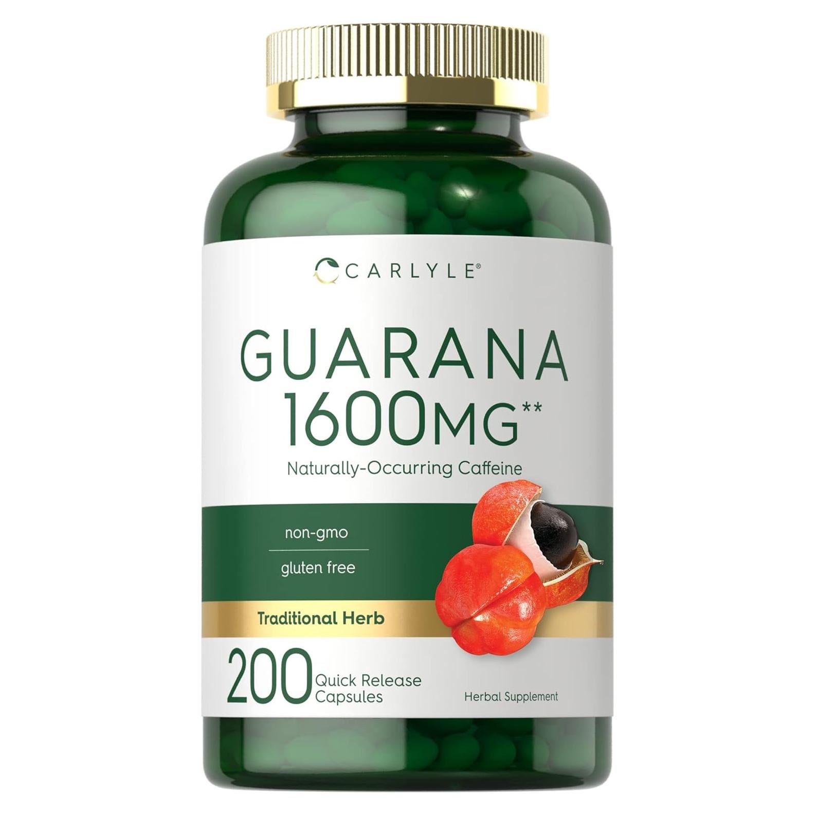 Cápsulas de Guaraná Carlyle 1600mg - 200 Unidades - Suplemento Natural