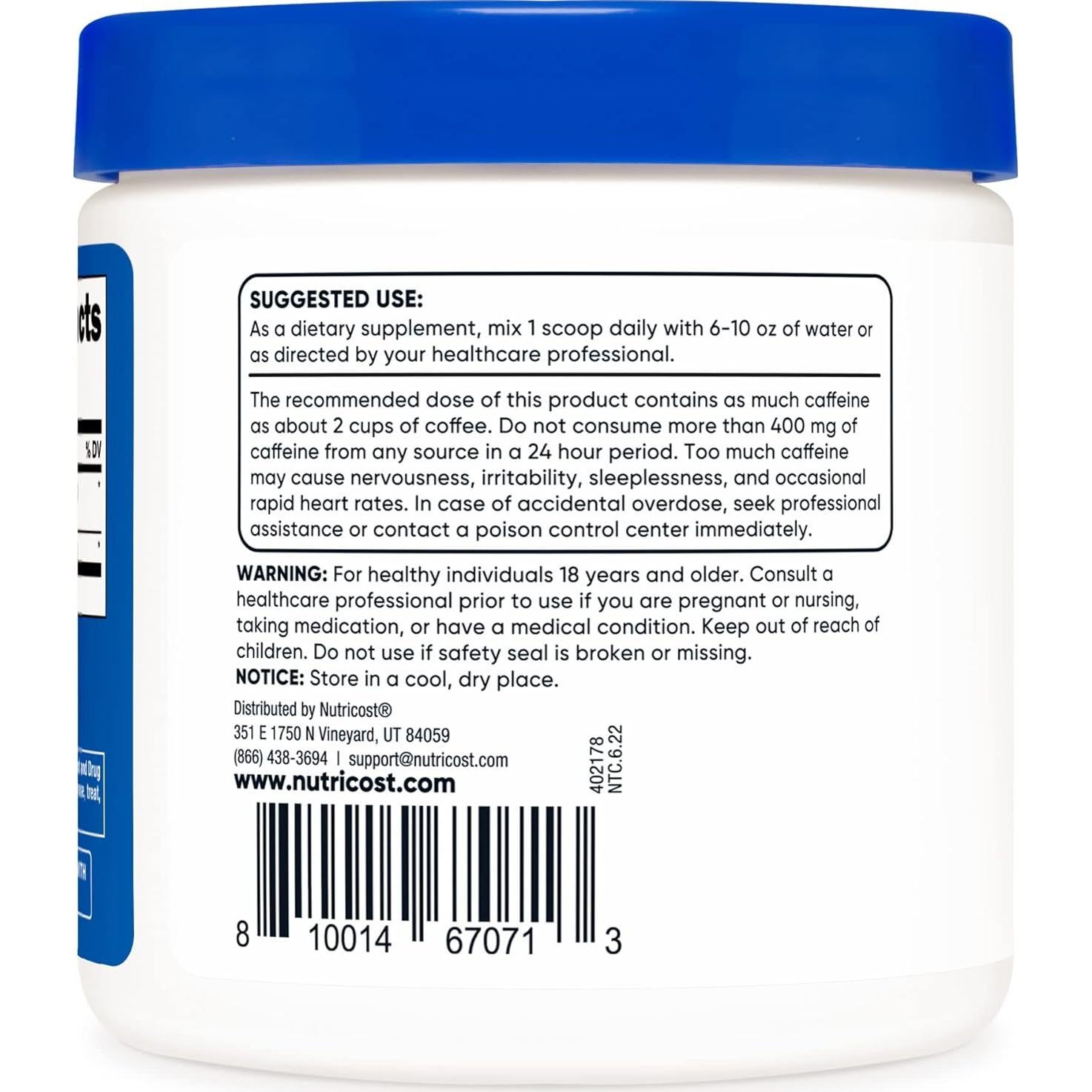 Nutricost Extracto de Guaraná en Polvo 100g - Suplemento Energizante