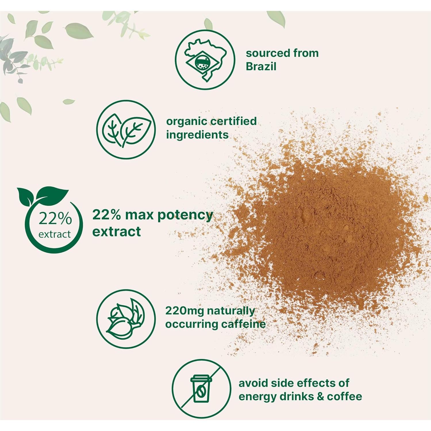Polvo de Guaraná Orgánico Micro Ingredients 227g Energizante Natural