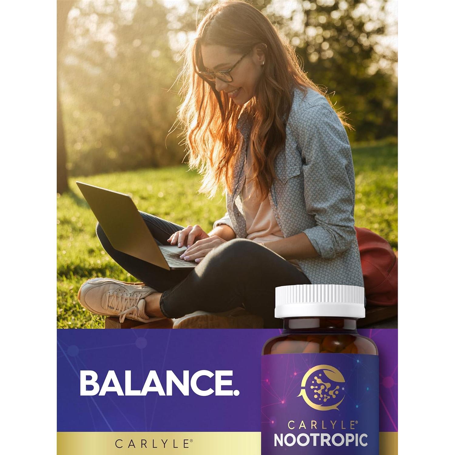 Suplemento Nootrópico Carlyle 90 Cápsulas B12 Guaraná Sin Gluten