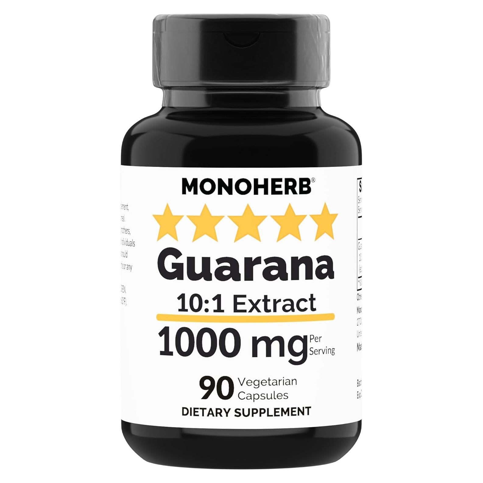 Extracto de Guaraná Monoherb 1000 mg - 90 Cápsulas Vegetarianas