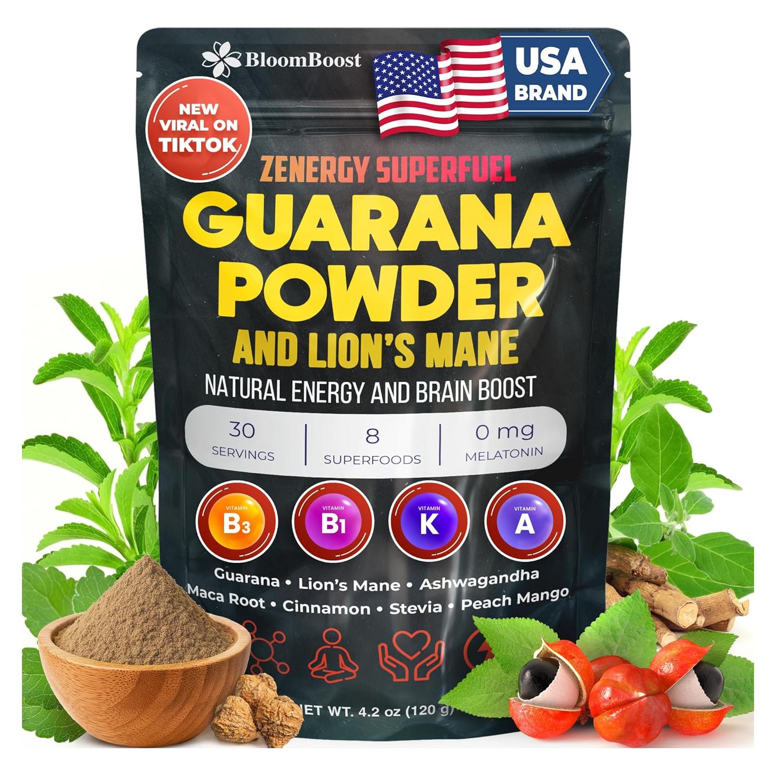 Polvo Energizante Natural Guaraná 1000mg BloomBoost 119g