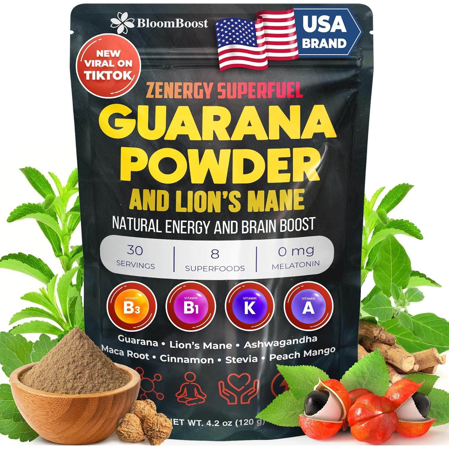 Polvo Energizante Natural Guaraná 1000mg BloomBoost 119g