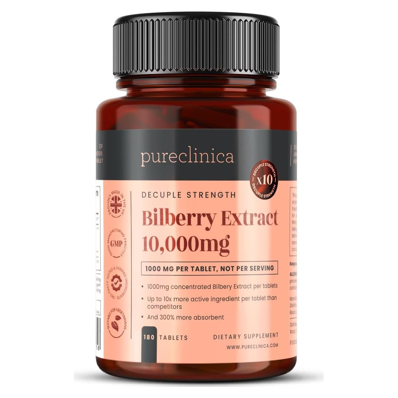 Extracto de Arándano 10,000mg Pureclinica 180 Tabletas