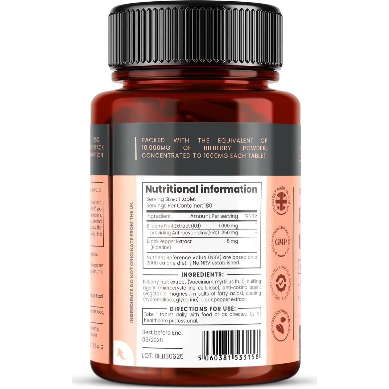 Extracto de Arándano 10,000mg Pureclinica 180 Tabletas