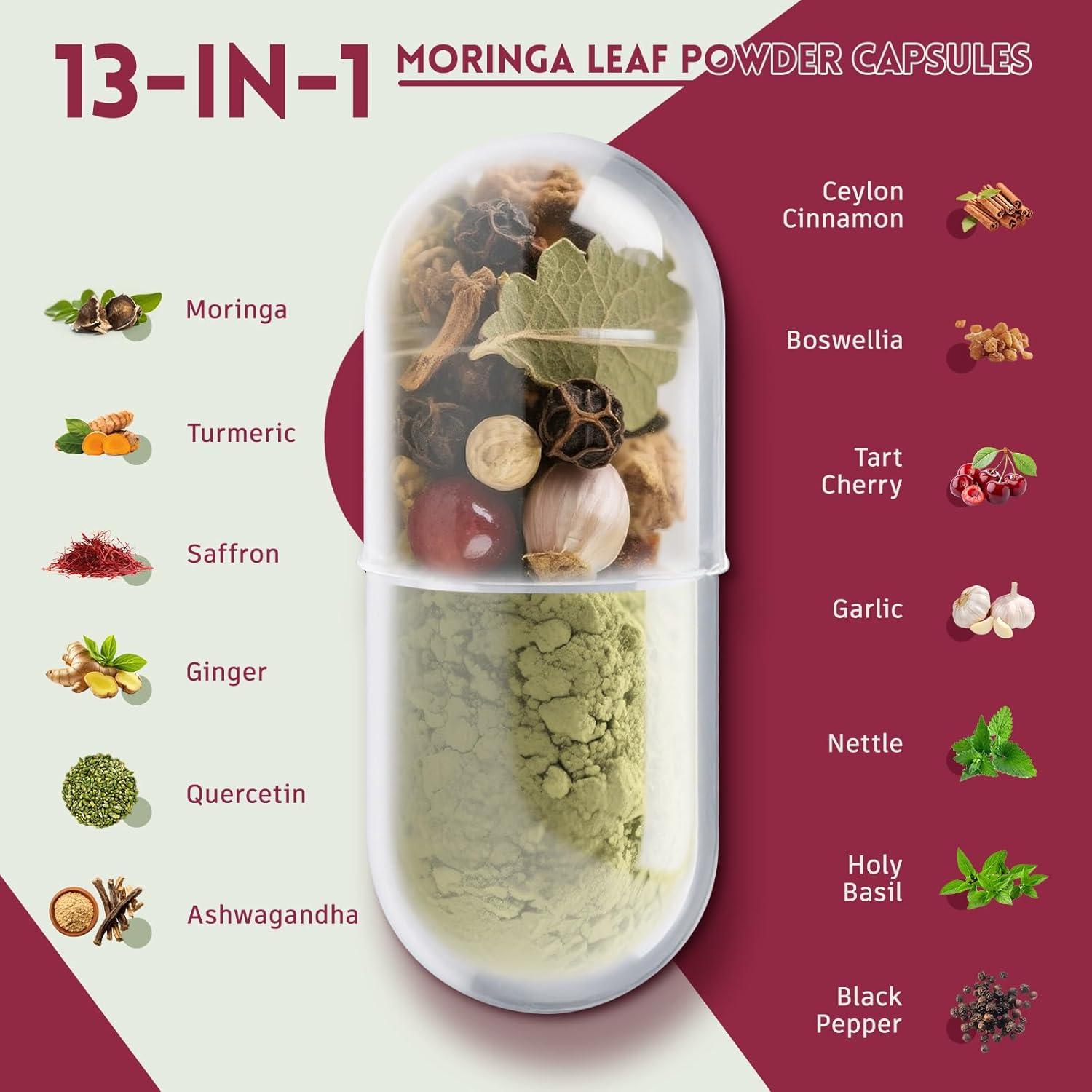 Cápsulas de Moringa 13 en 1 Vivcmin - Suplemento Herbal 120 Unidades