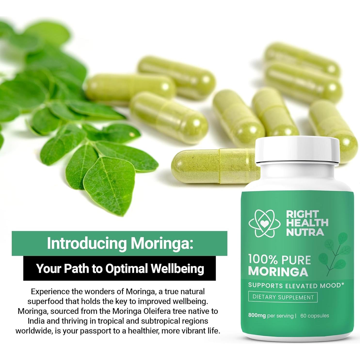 Cápsulas de Moringa Pura 800mg Right Health Nutra - 60 Unidades