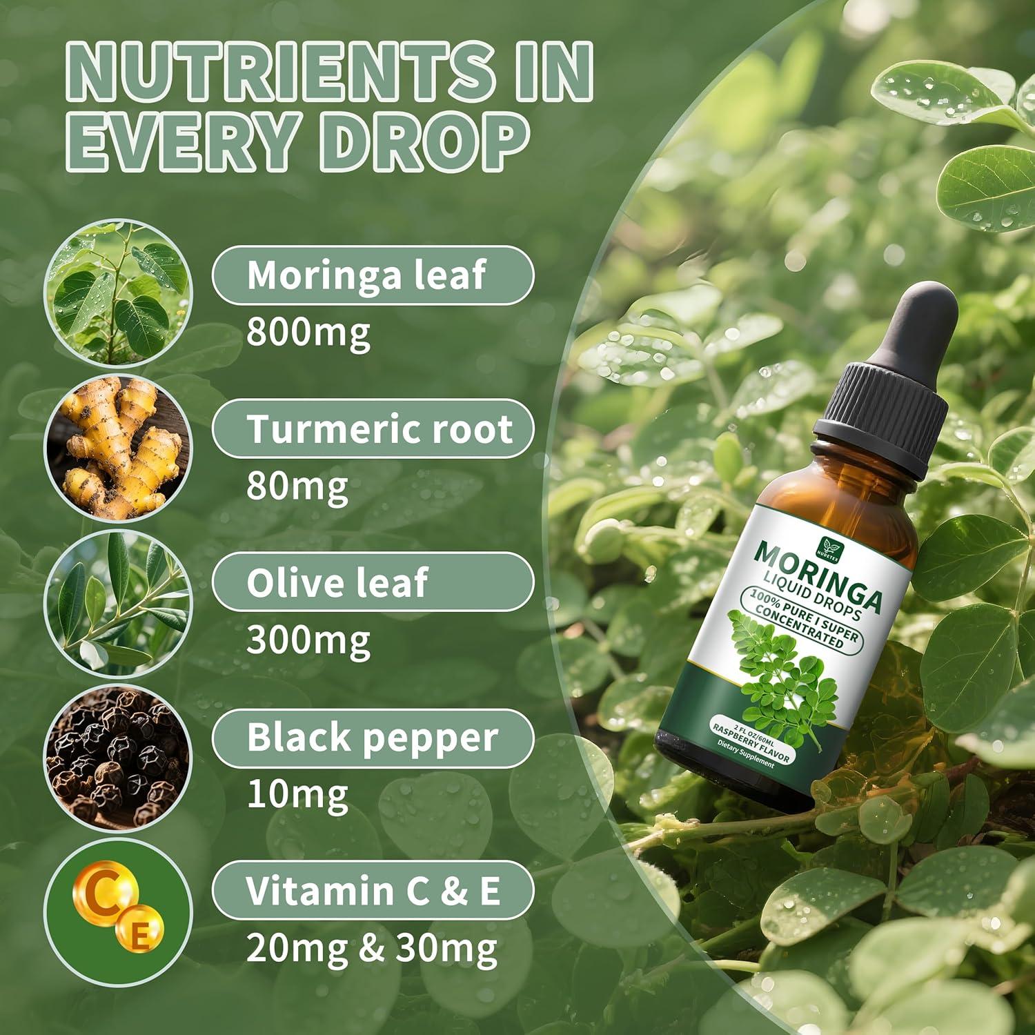 Gotas Líquidas de Moringa Orgánica 60 ml - Suplemento Energético