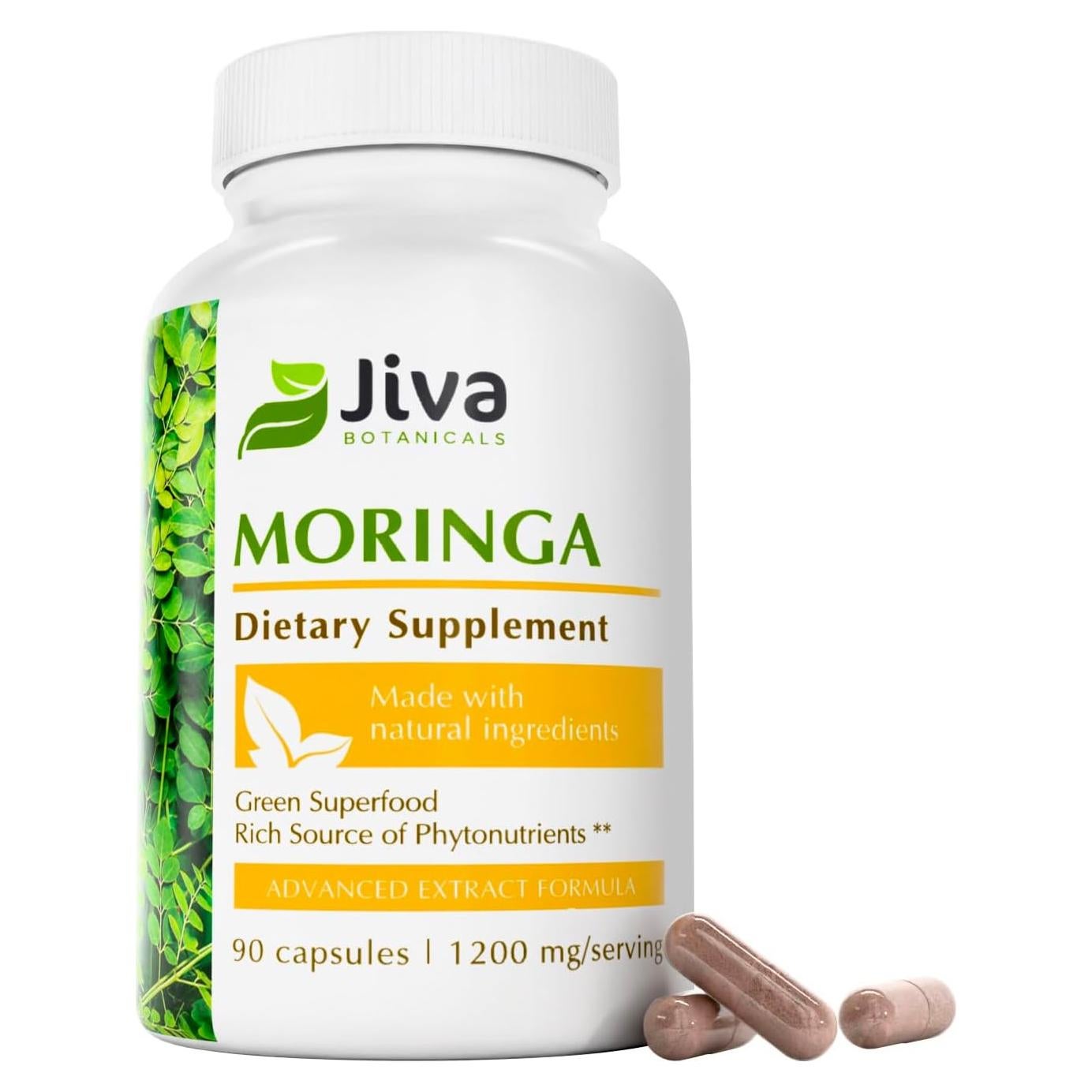 Jiva Botanicals Moringa Leaves Extract Capsules - Made from Moringa Leaf Powder and Oleifera Supplement for Immune and Normal Joint Support - 90 Capsules (Pack of 1)