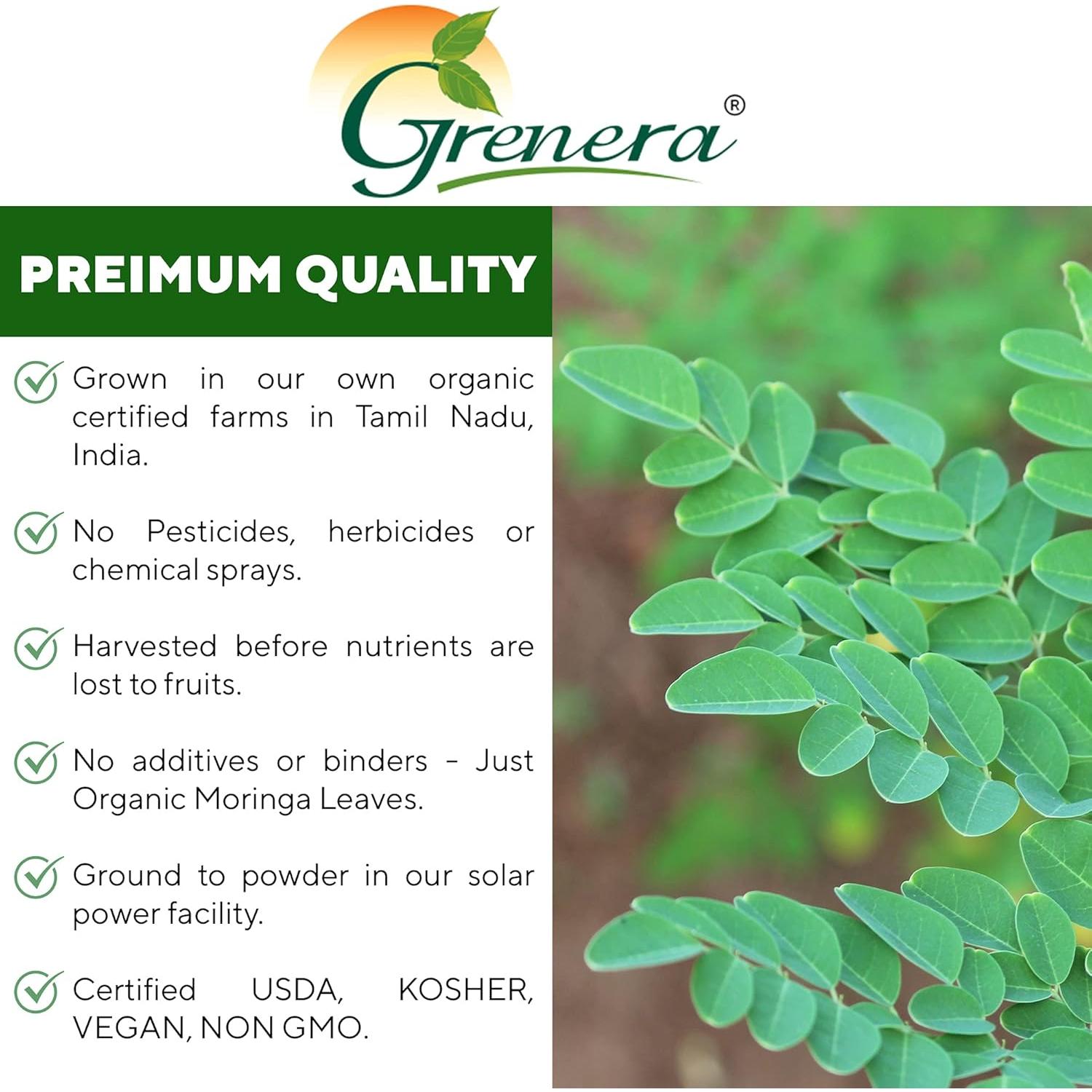 Polvo de Moringa Orgánico Grenera 1 kg - Sin Aditivos, Vegano