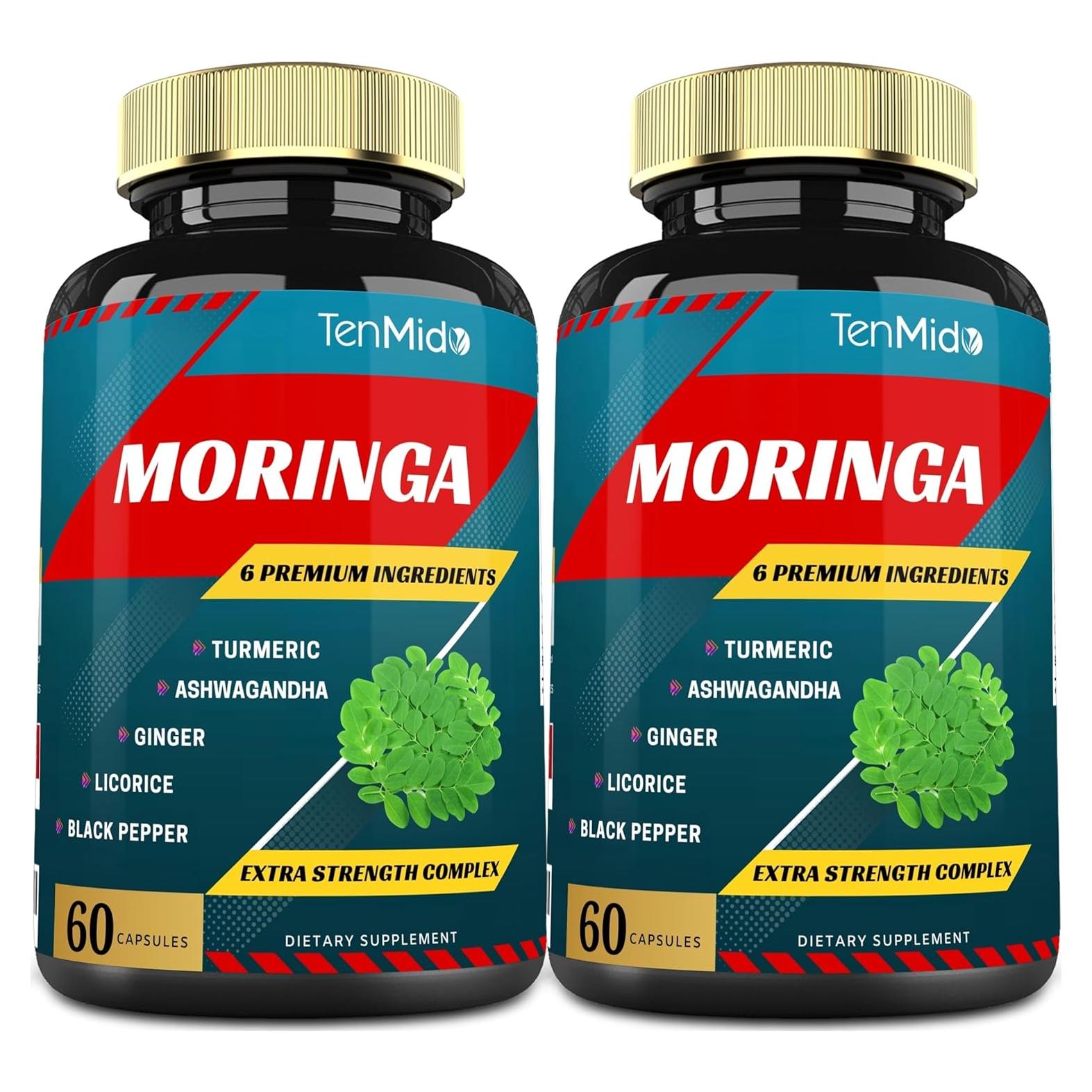 Cápsulas de Moringa Tenmido 120 Unidades con Cúrcuma y Jengibre