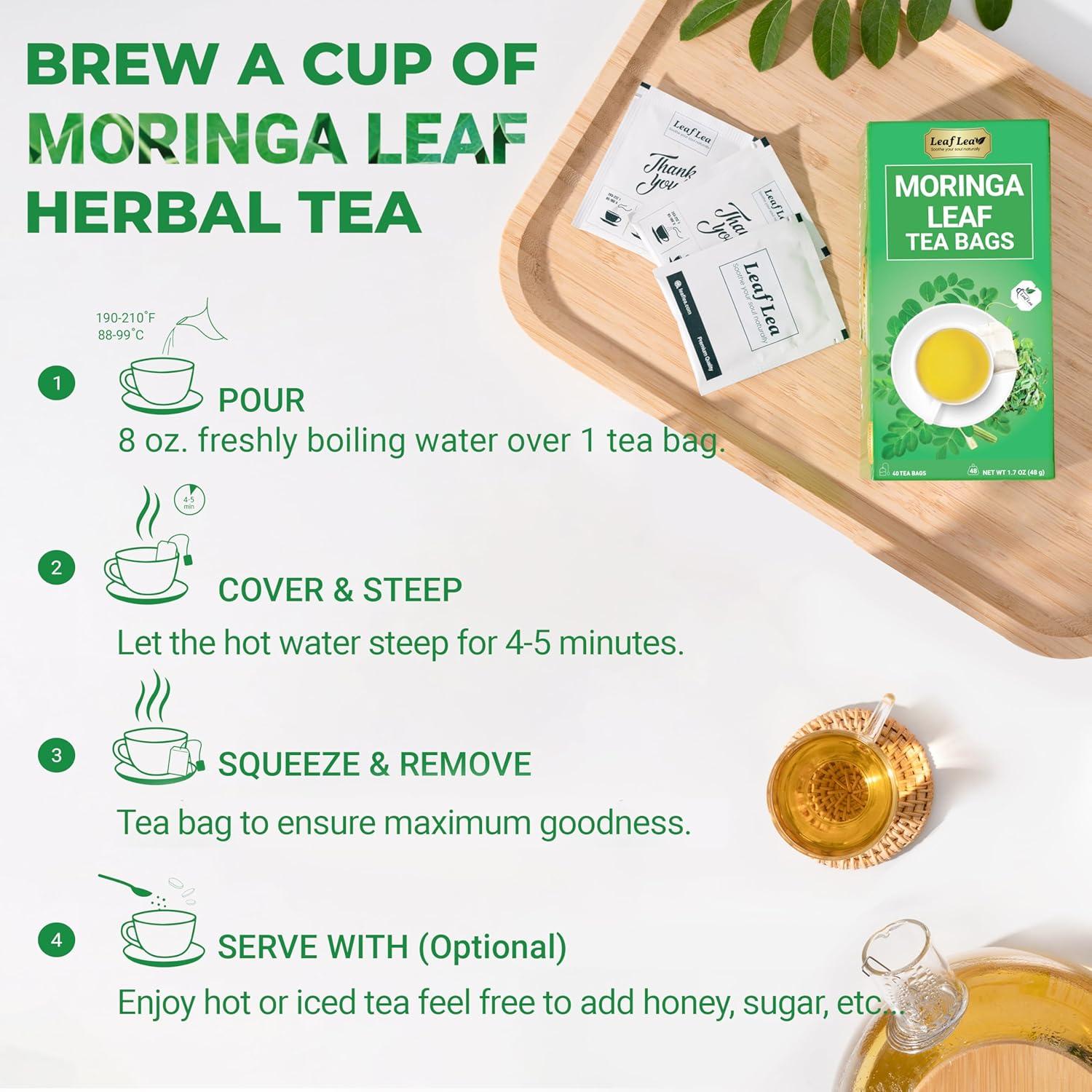 Té de Moringa LeafLea 40 Bolsitas 100% Natural Sin Cafeína