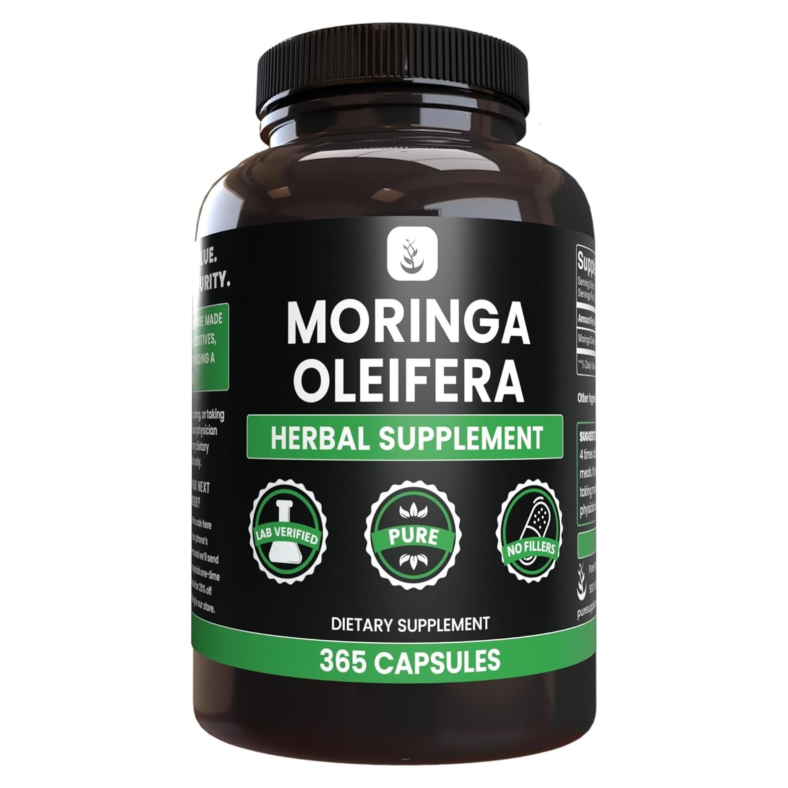Cápsulas de Moringa 365 Unidades Ingredientes Originales Puros
