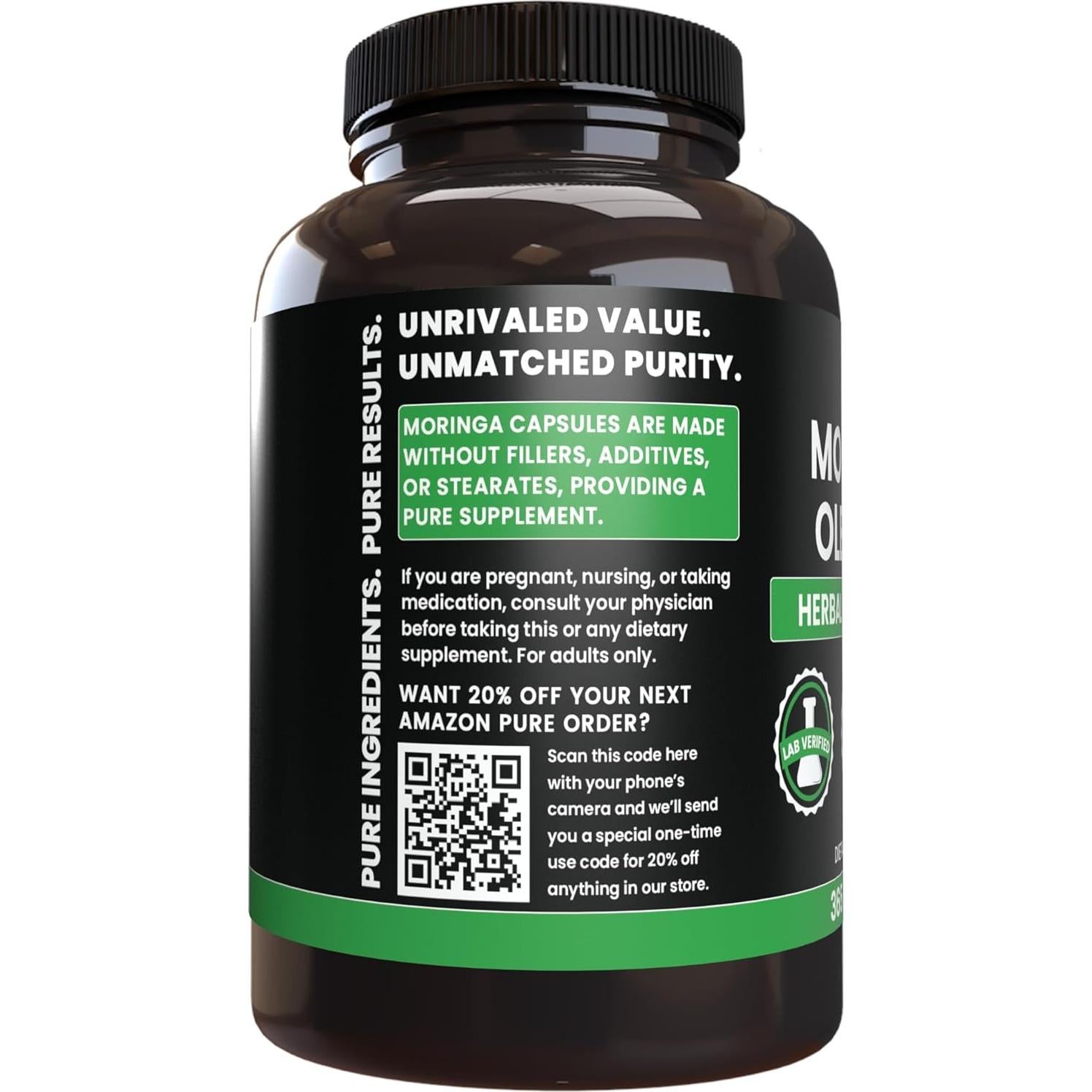 Cápsulas de Moringa 365 Unidades Ingredientes Originales Puros