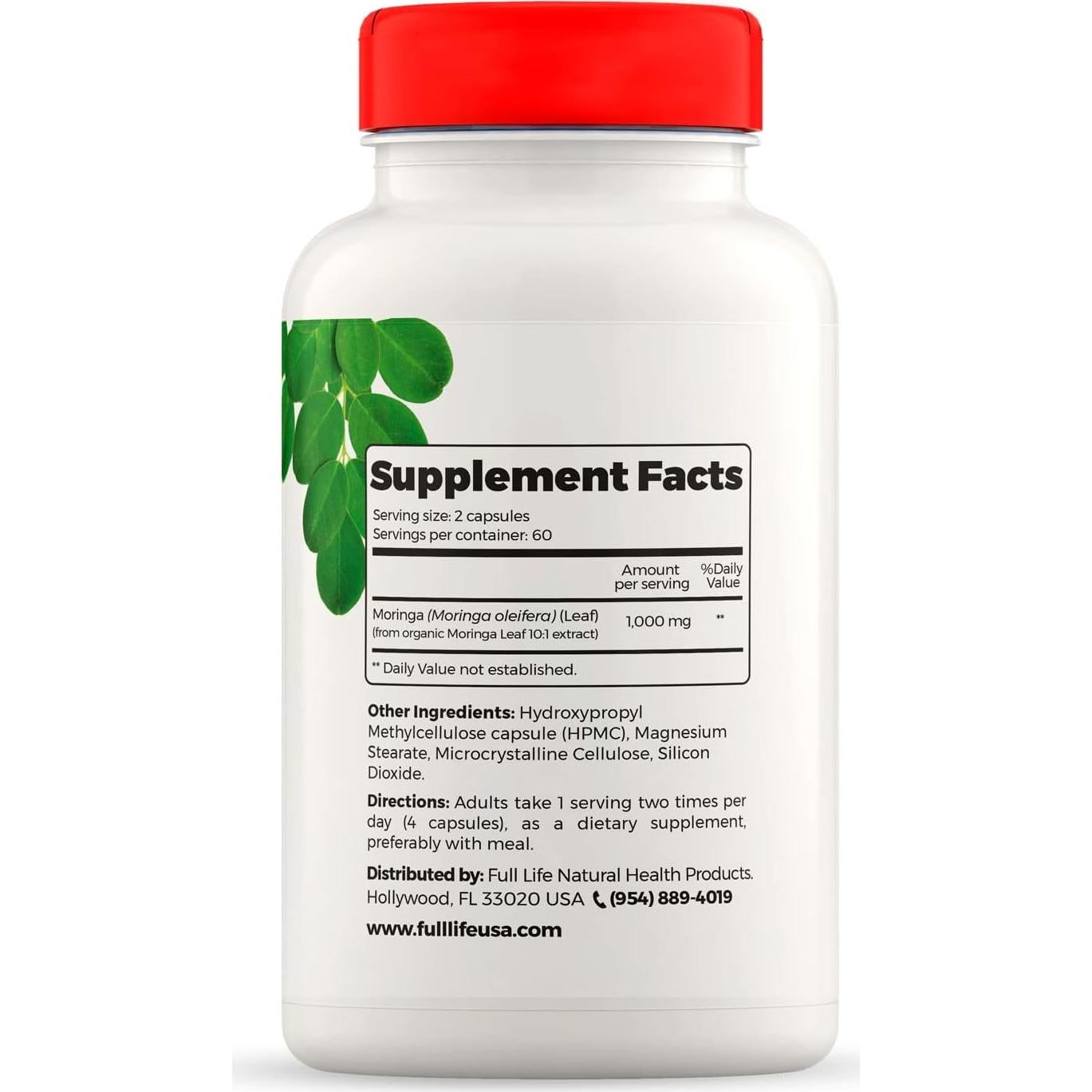 Cápsulas de Moringa Oleifera Full Life 1000mg - 120 Unidades