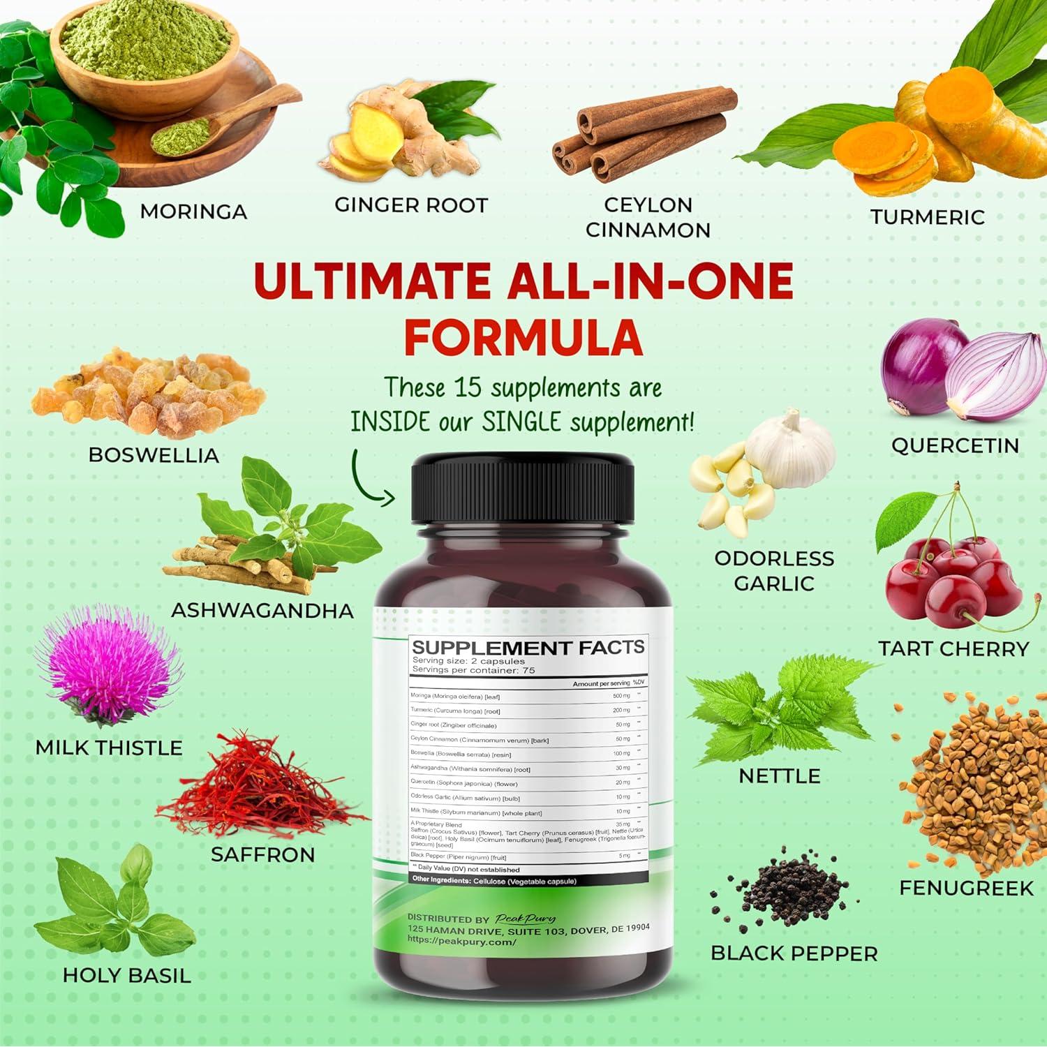 Suplemento de Moringa PeakPury 150 Cápsulas - Bienestar Articular