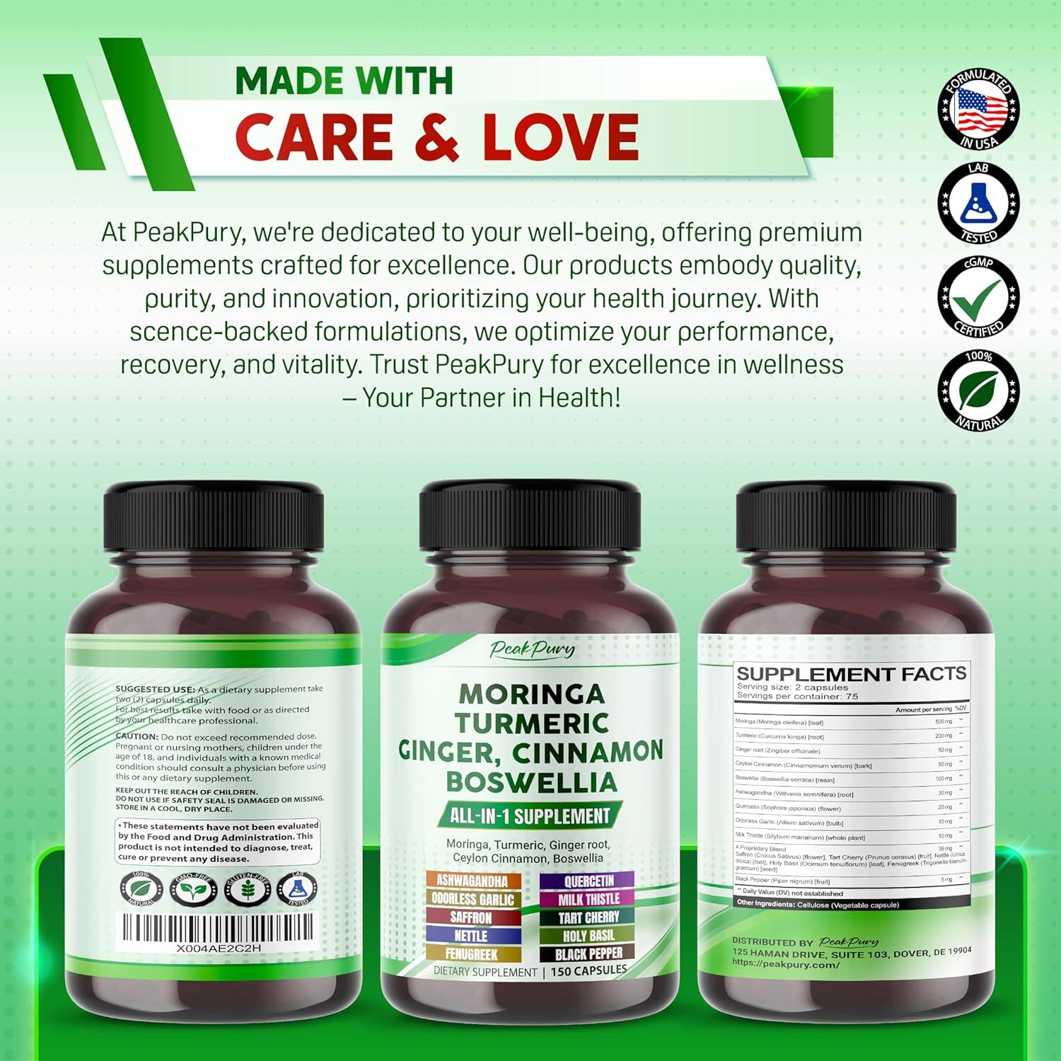 Suplemento de Moringa PeakPury 150 Cápsulas - Bienestar Articular