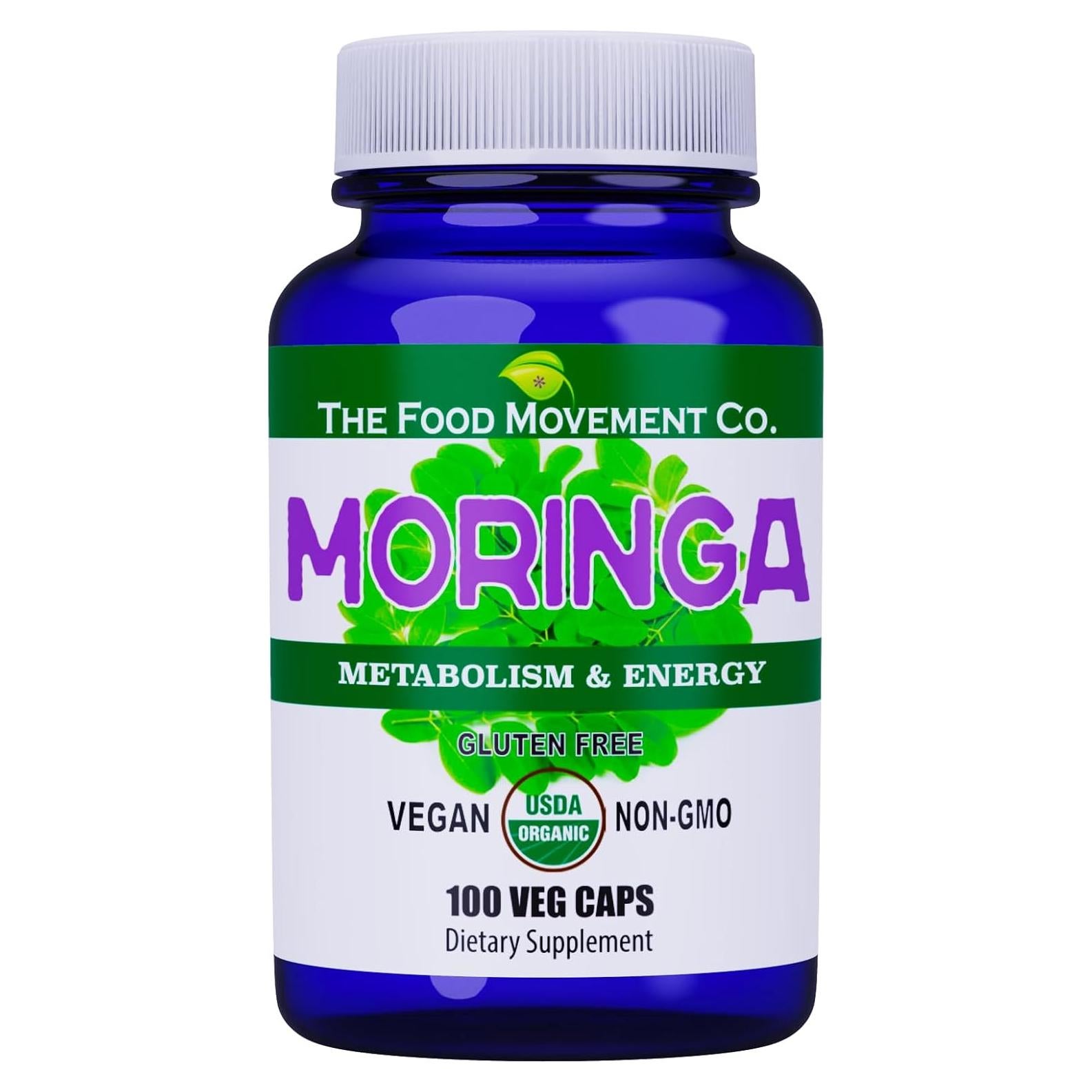 Cápsulas de Moringa Orgánica The Food Movement - 100 Veganas