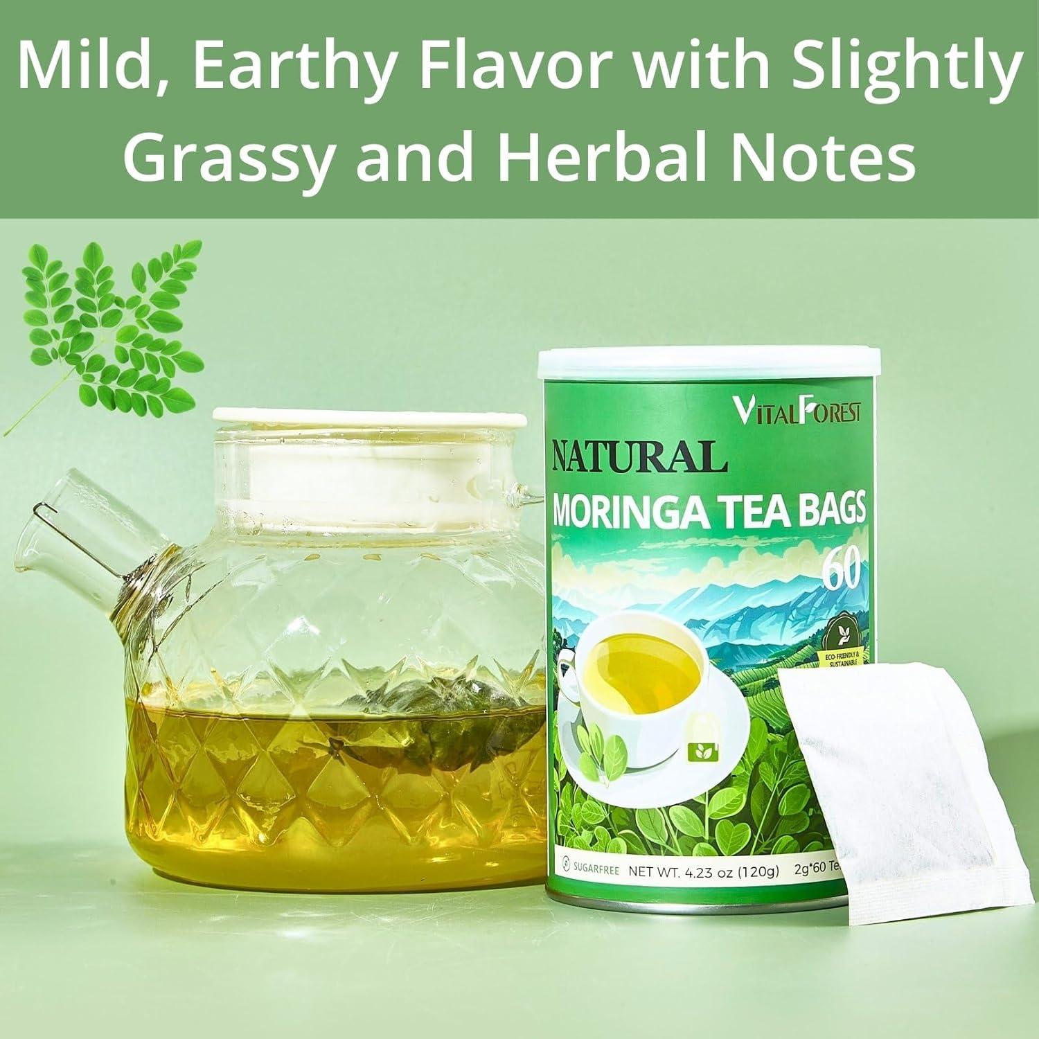 60 Bolsitas de Té de Moringa Natural VitalForest - Sin Cafeína