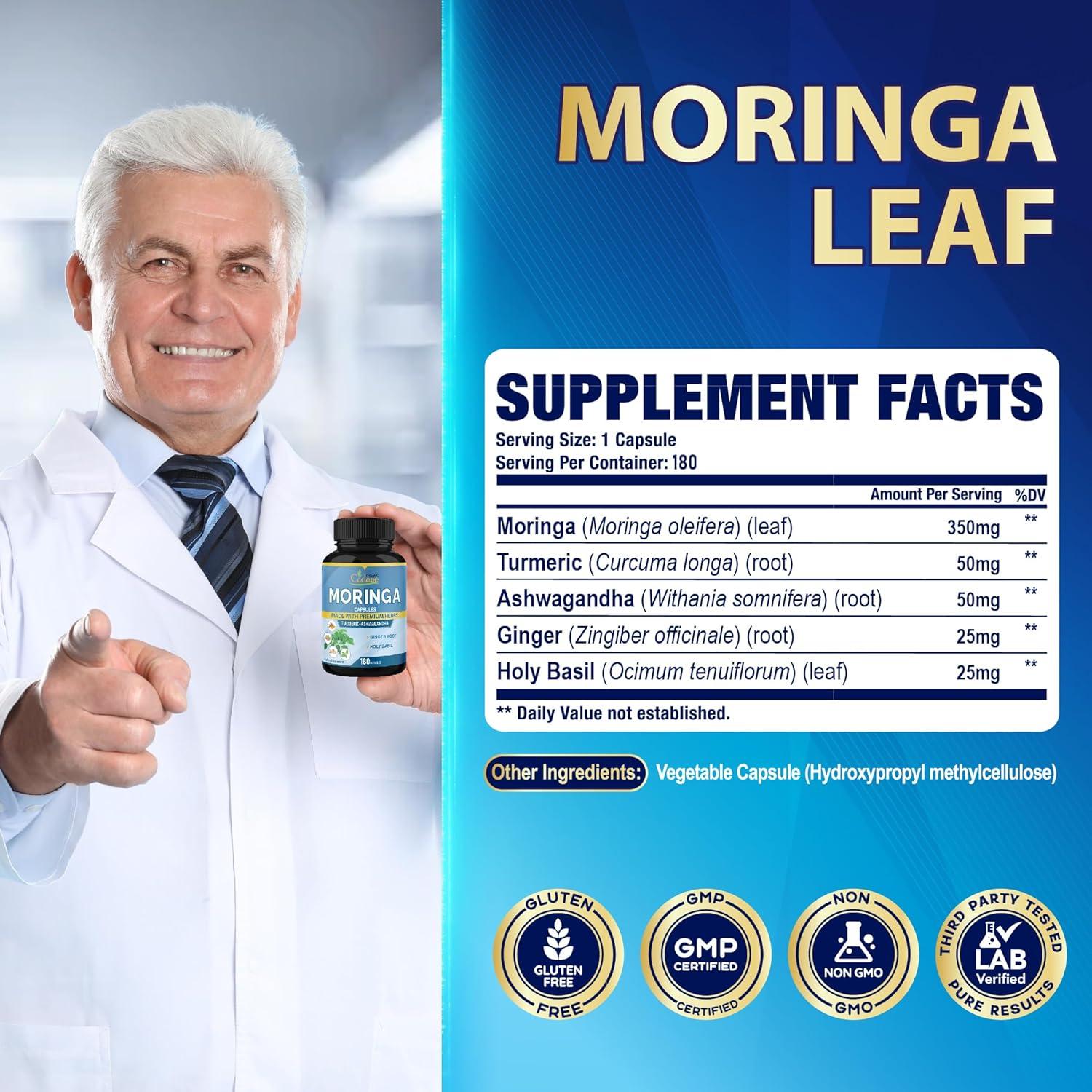 Cápsulas de Moringa Orgánica Cadane - 180 Cápsulas 6 Meses