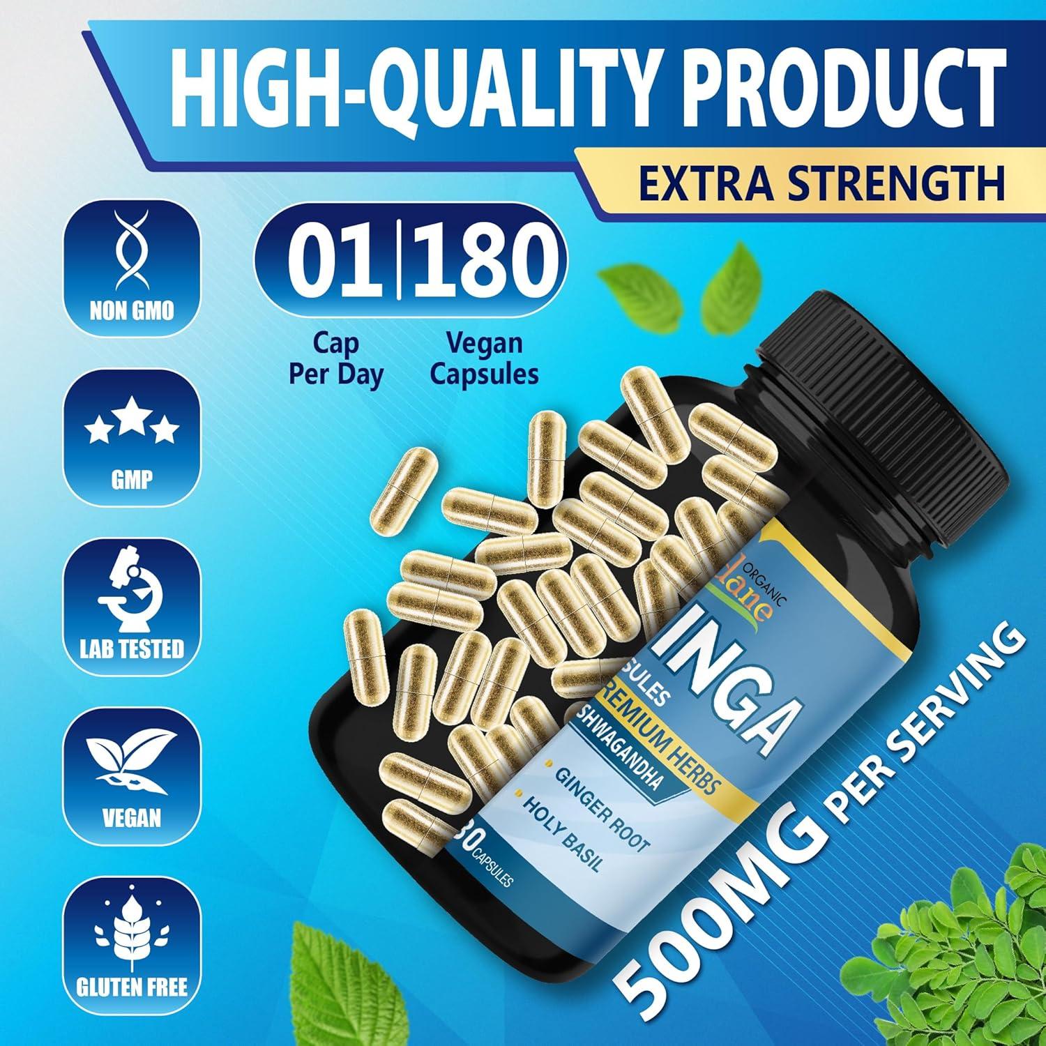 Cápsulas de Moringa Orgánica Cadane - 180 Cápsulas 6 Meses